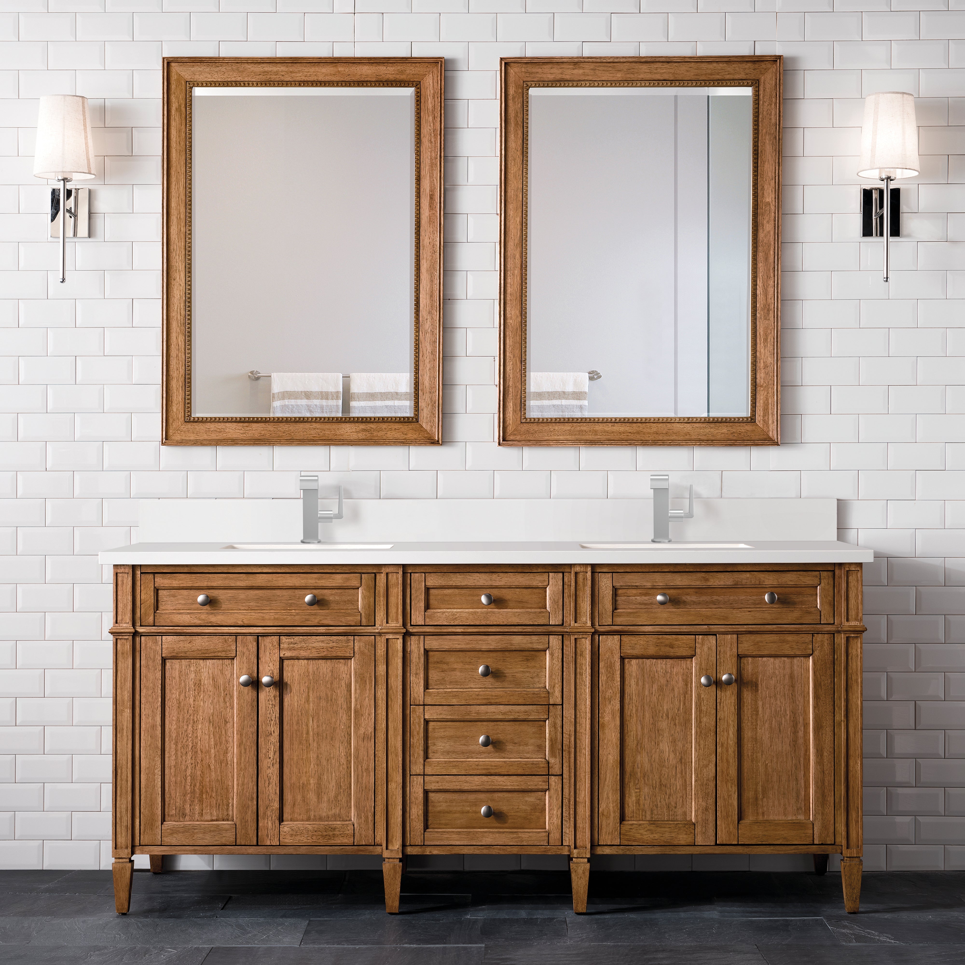 James Martin Brittany 72" Double Vanity in Saddle Brown with 3cm Countertop
