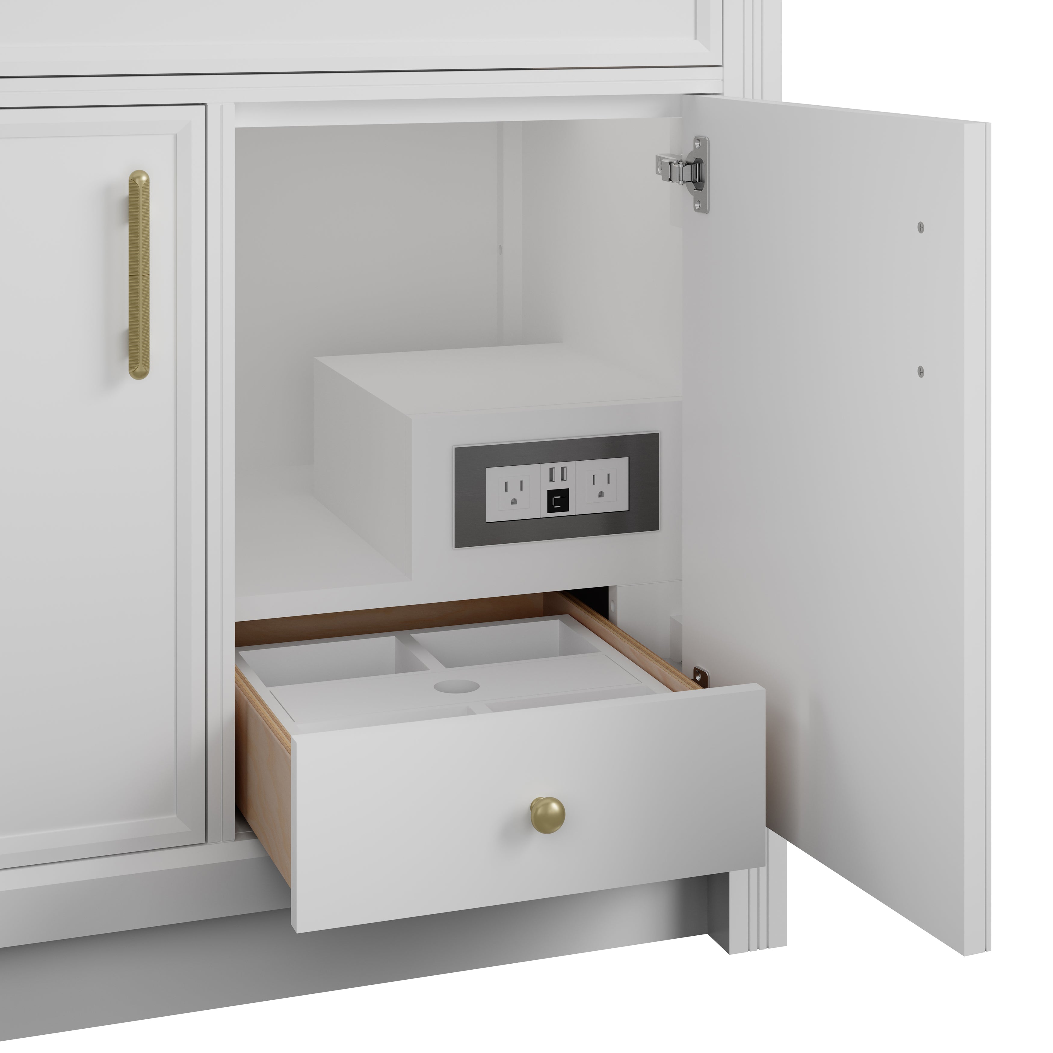 James Martin Bellshire 96" Dual Vanity Set with 24" Make-Up Counter in Bright White with 3cm Countertop