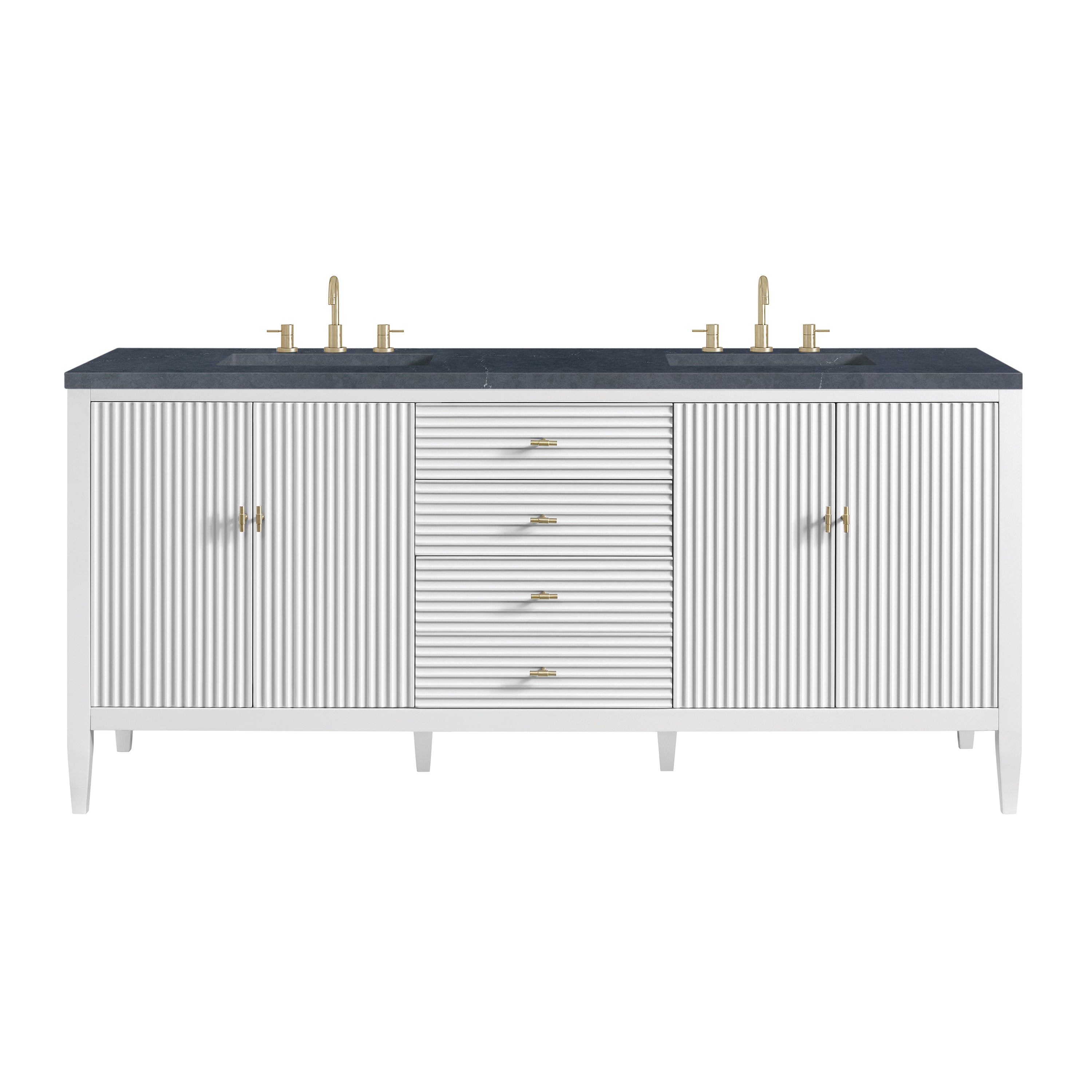 James Martin Myrrin 72" Double Vanity in Bright White with 3cm Countertop