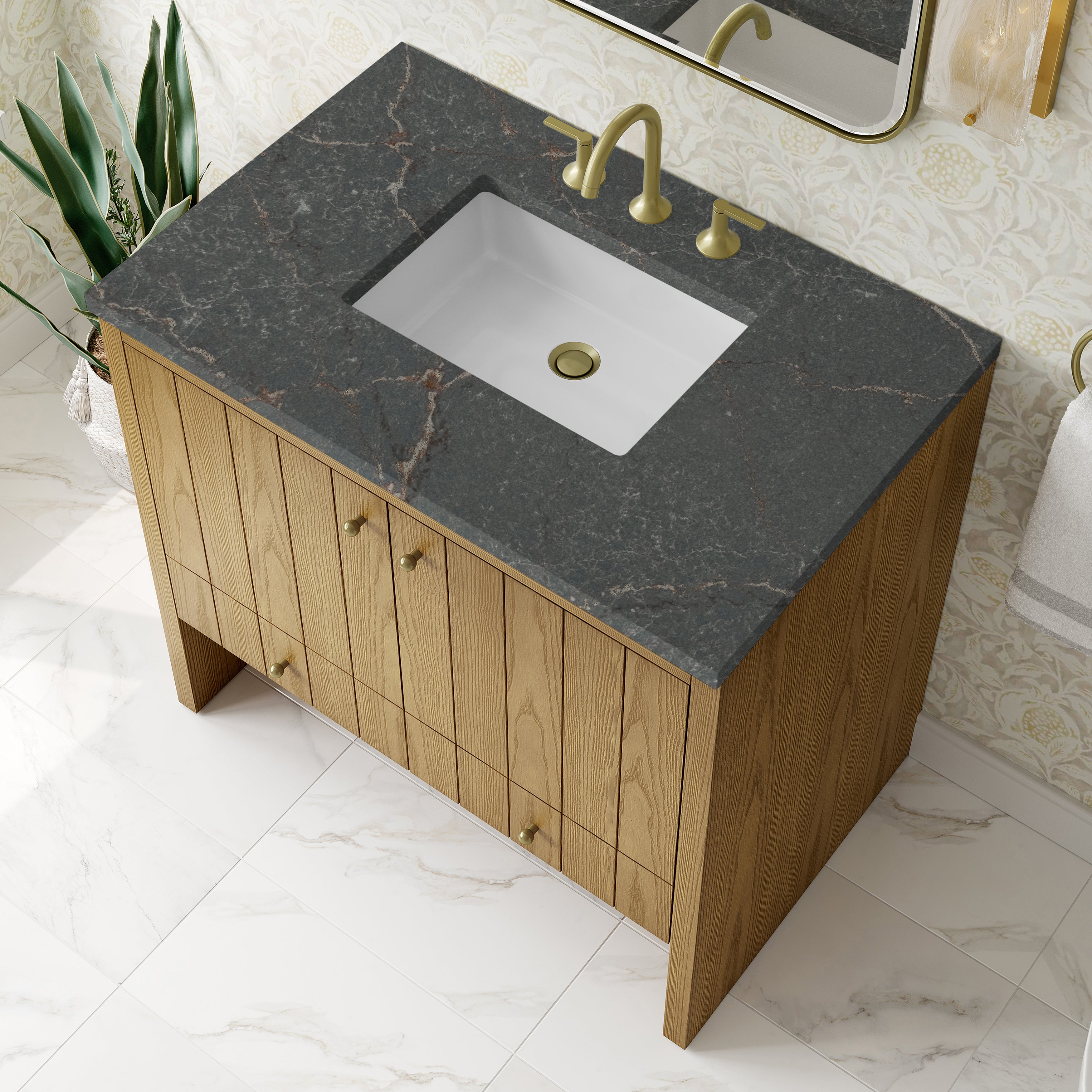 James Martin Hudson 36" Single Vanity in Light Natural Oak with 3cm Countertop