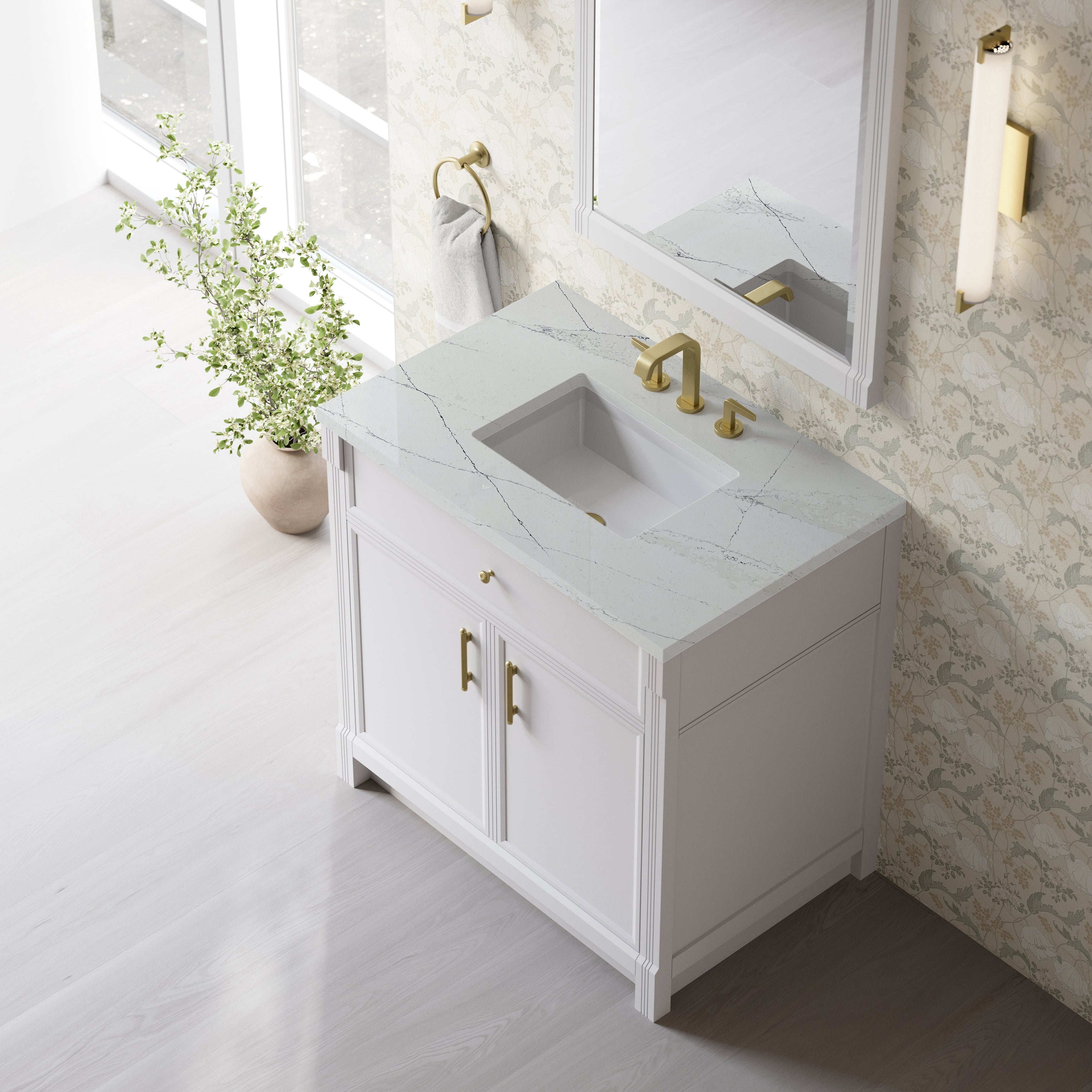 James Martin Bellshire 36" Single Vanity in Bright White with 3cm Countertop