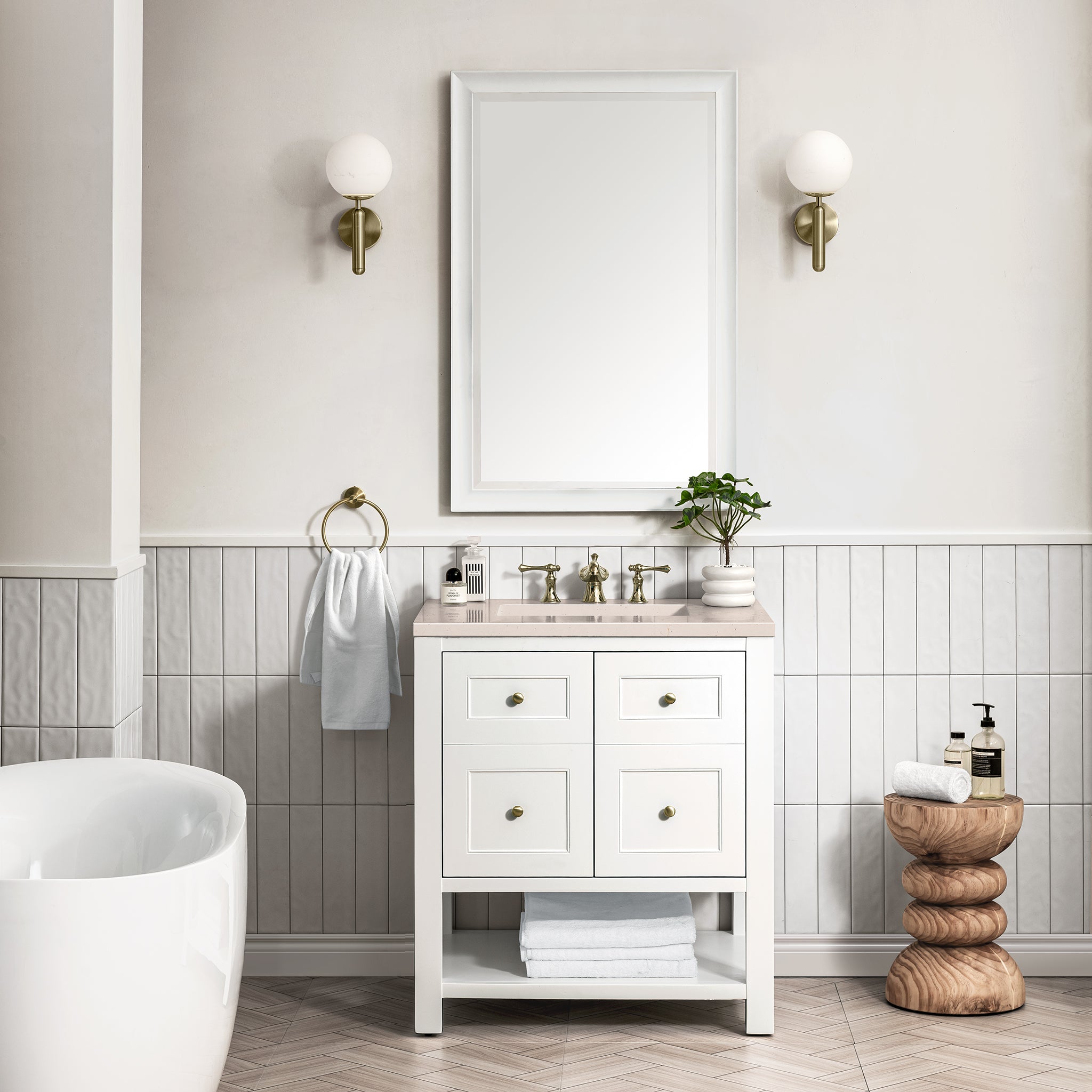 James Martin Breckenridge 30" Single Vanity in Bright White with 3cm Countertop