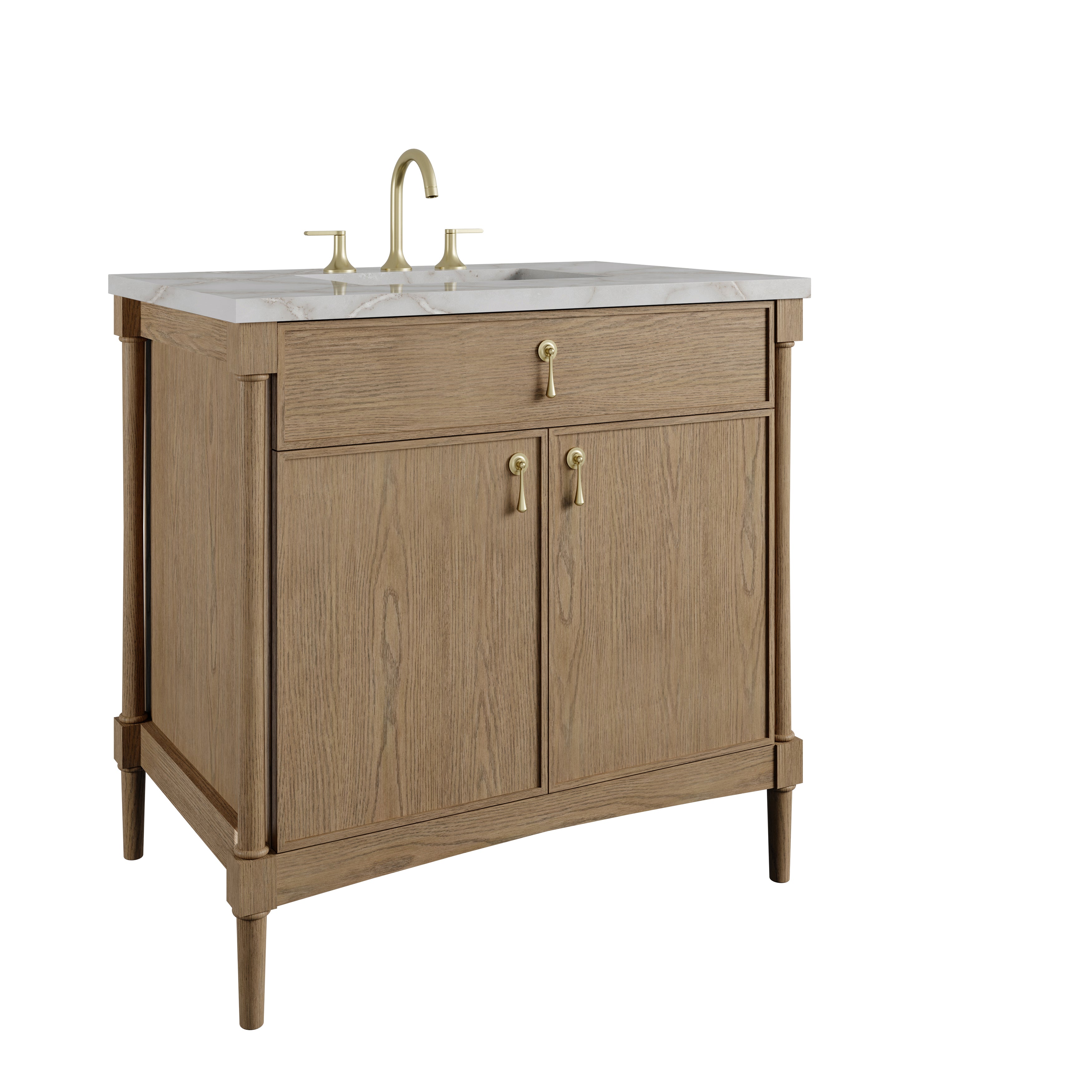 James Martin Kinnsden 36" Single Vanity in Weathered Oak with 3cm Countertop