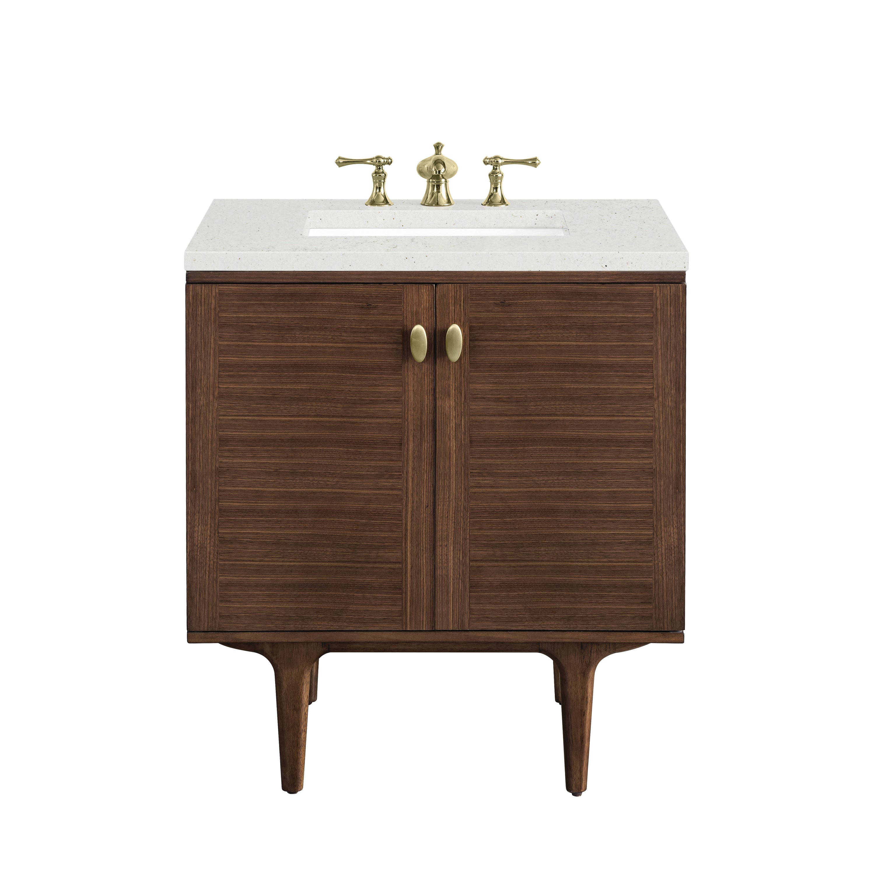 James Martin Amberly 30" Single Vanity in Mid-Century Walnut with 3cm Countertop