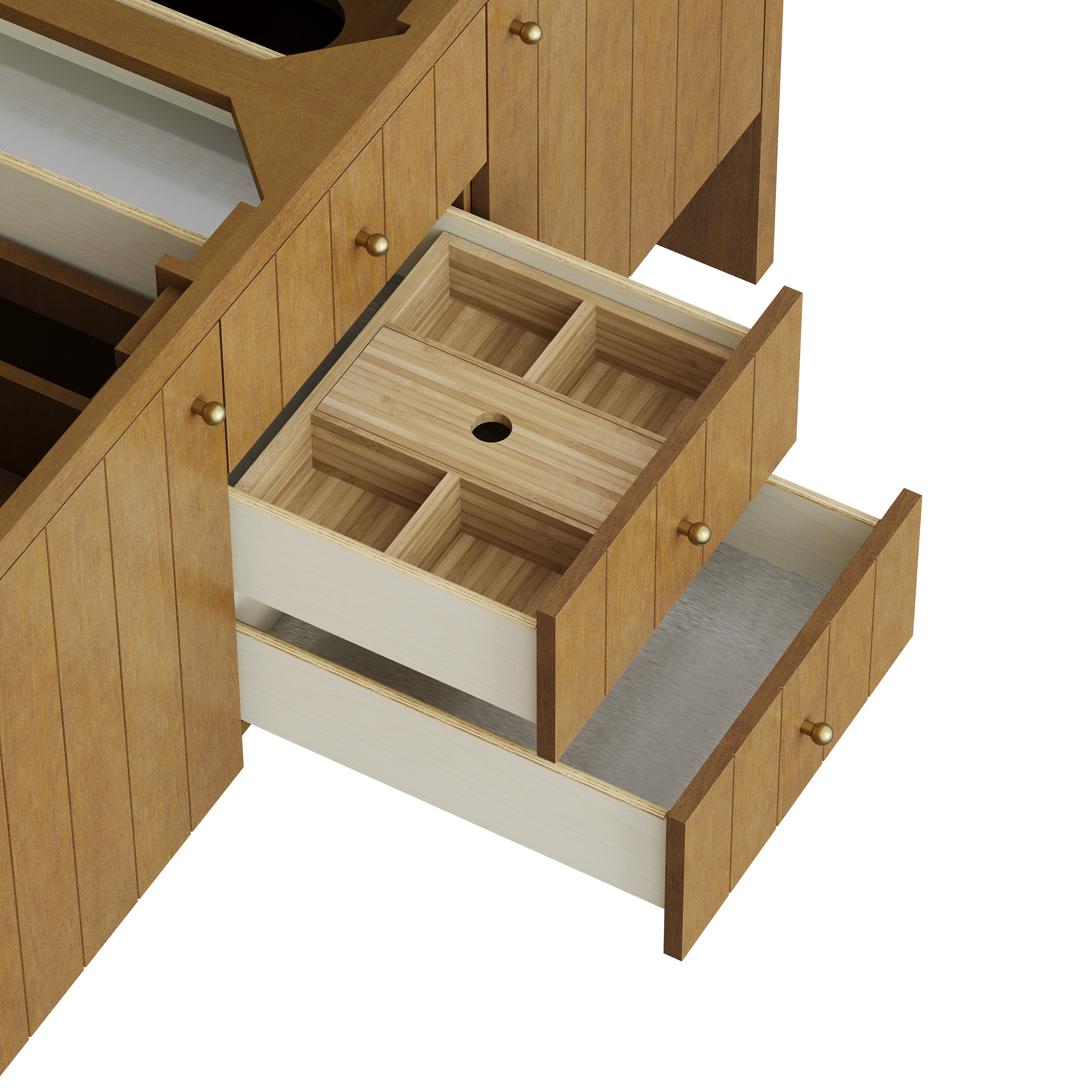 James Martin Hudson 60" Double Vanity in Honey Oak with 3cm Countertop and FreePower Wireless Charger