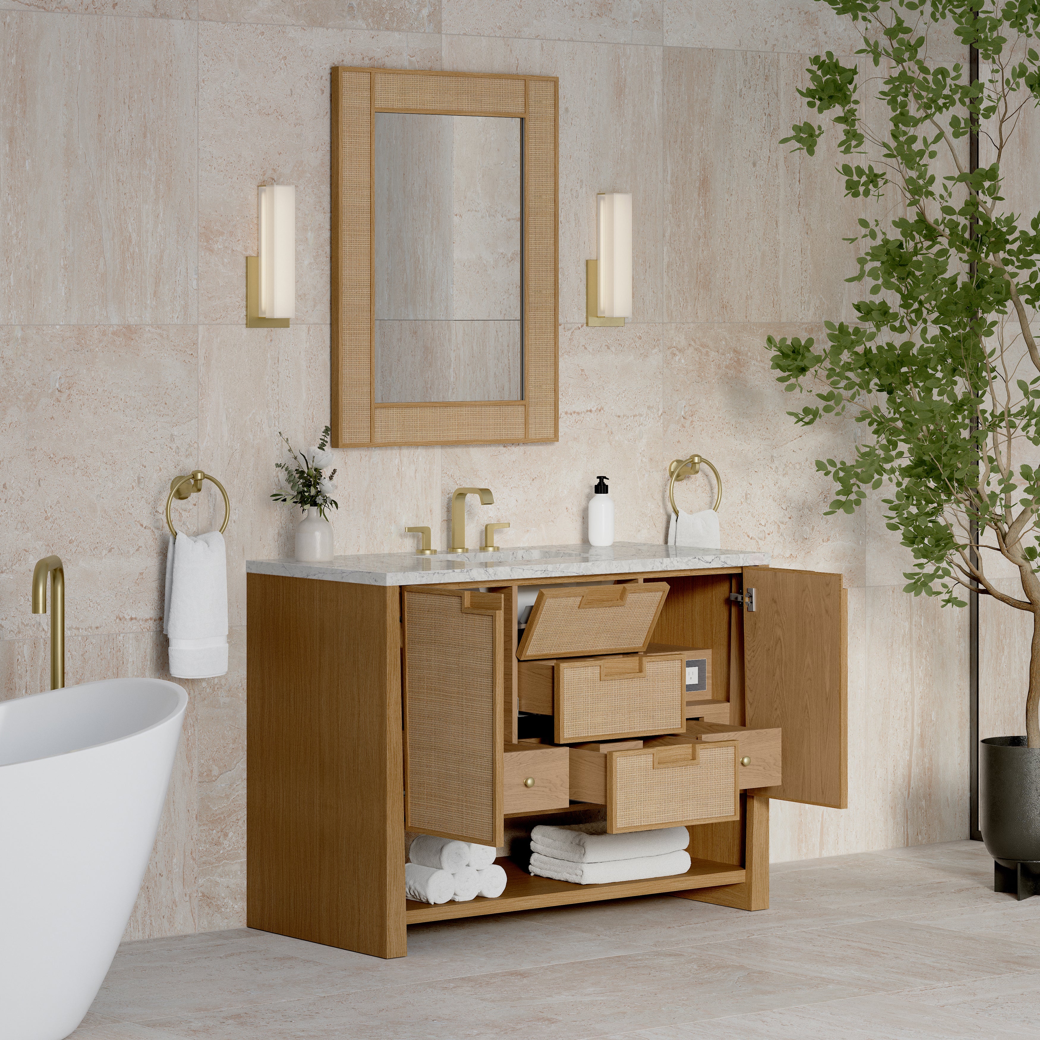 James Martin Solene 48" Single Vanity in Seaside Oak with 3cm Countertop