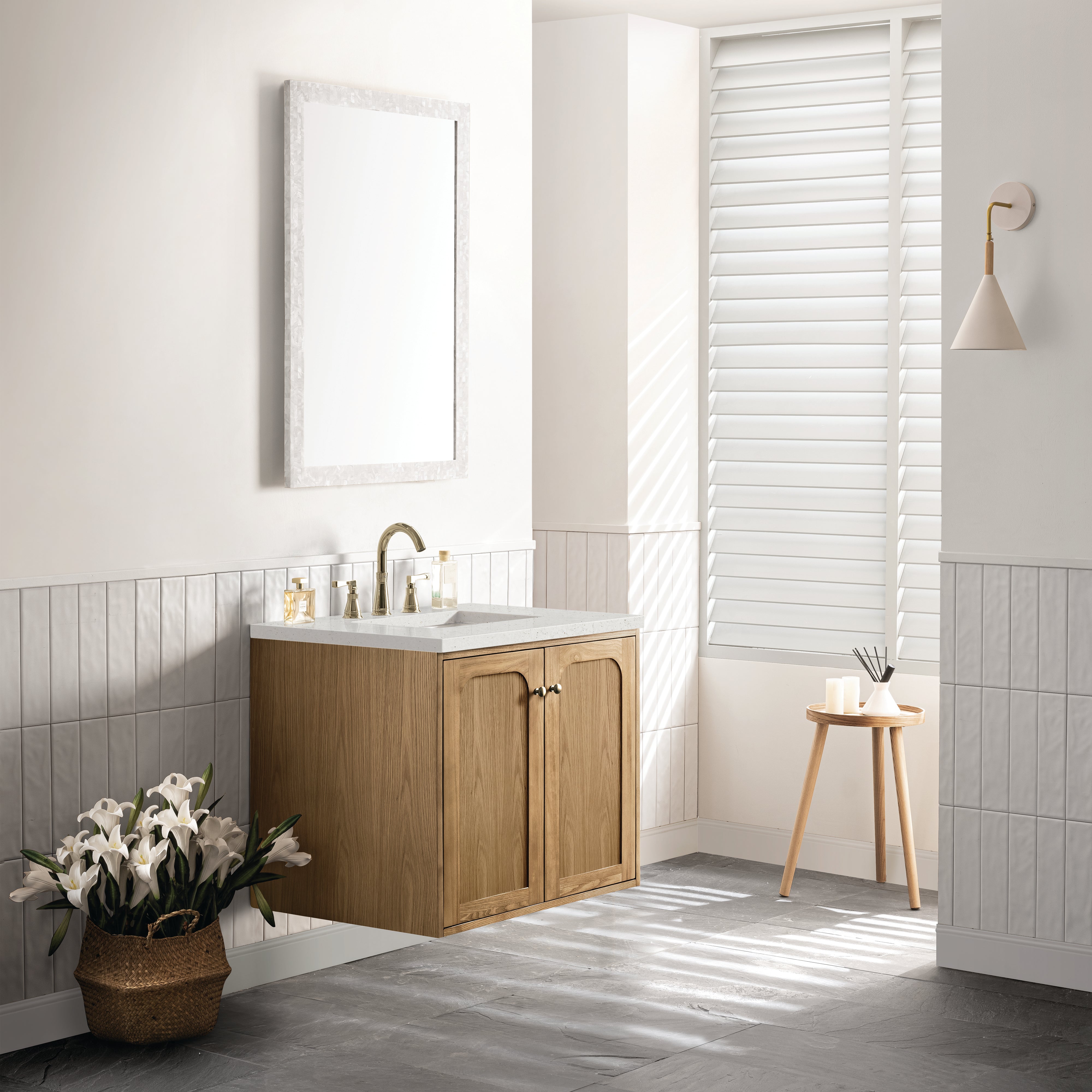 James Martin Laurent 30" Single Vanity in Light Natural Oak with 3cm Countertop