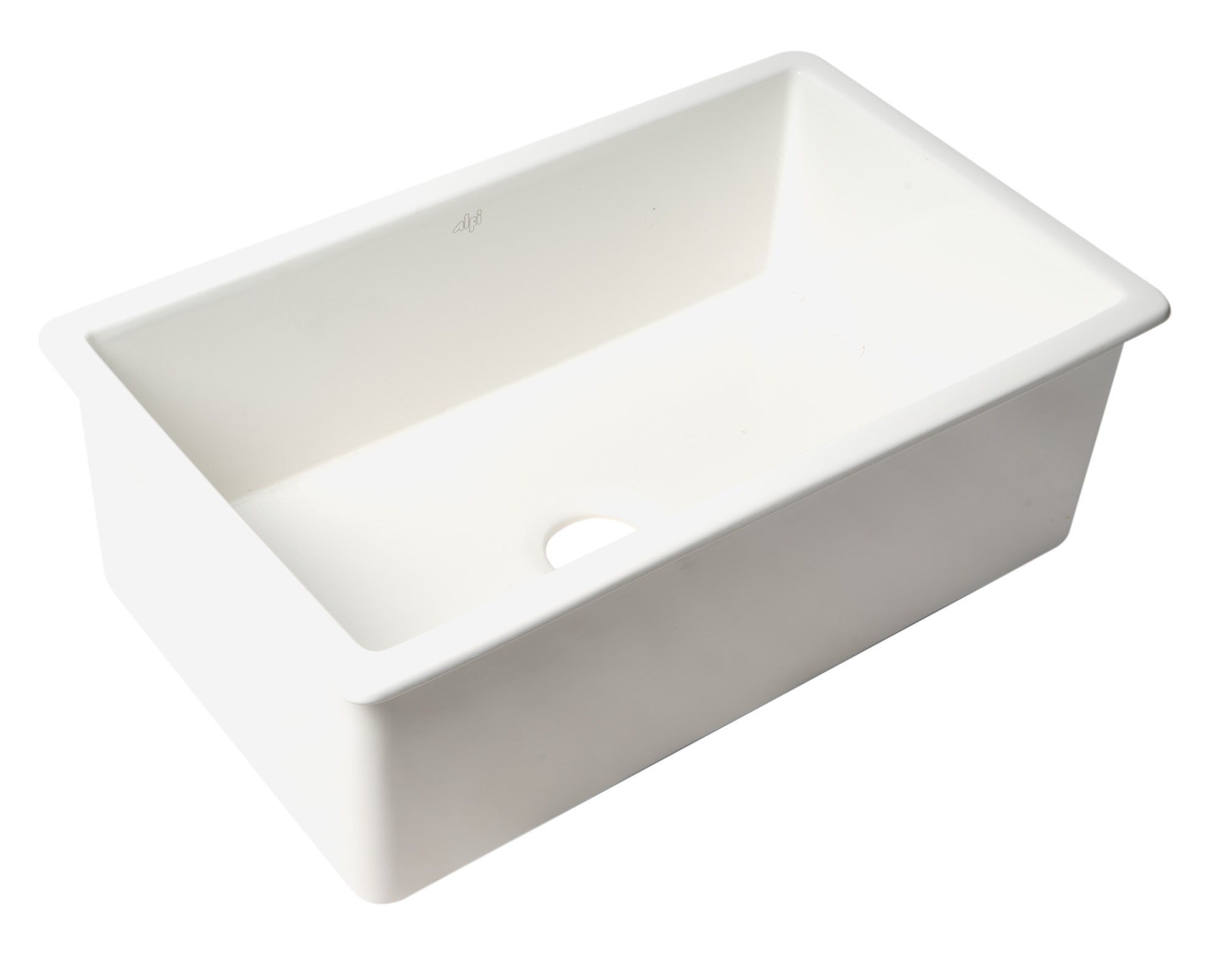 ALFI brand ABF3018UD ABF3018UD-W White 30" x 18" Fireclay Undermount / Drop In Kitchen Sink w Grid