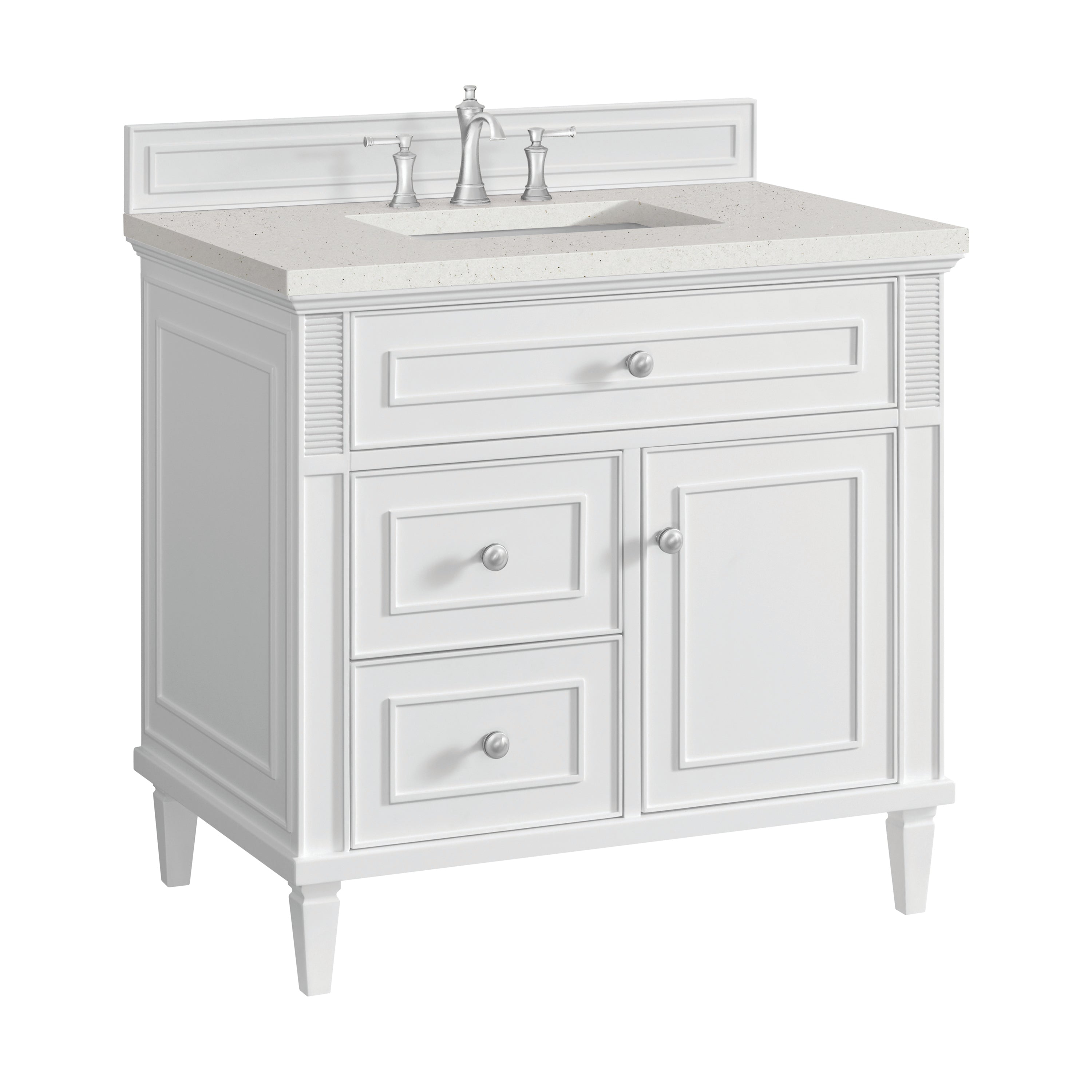 James Martin Lorelai 36" Single Vanity in Bright White with 3cm Countertop