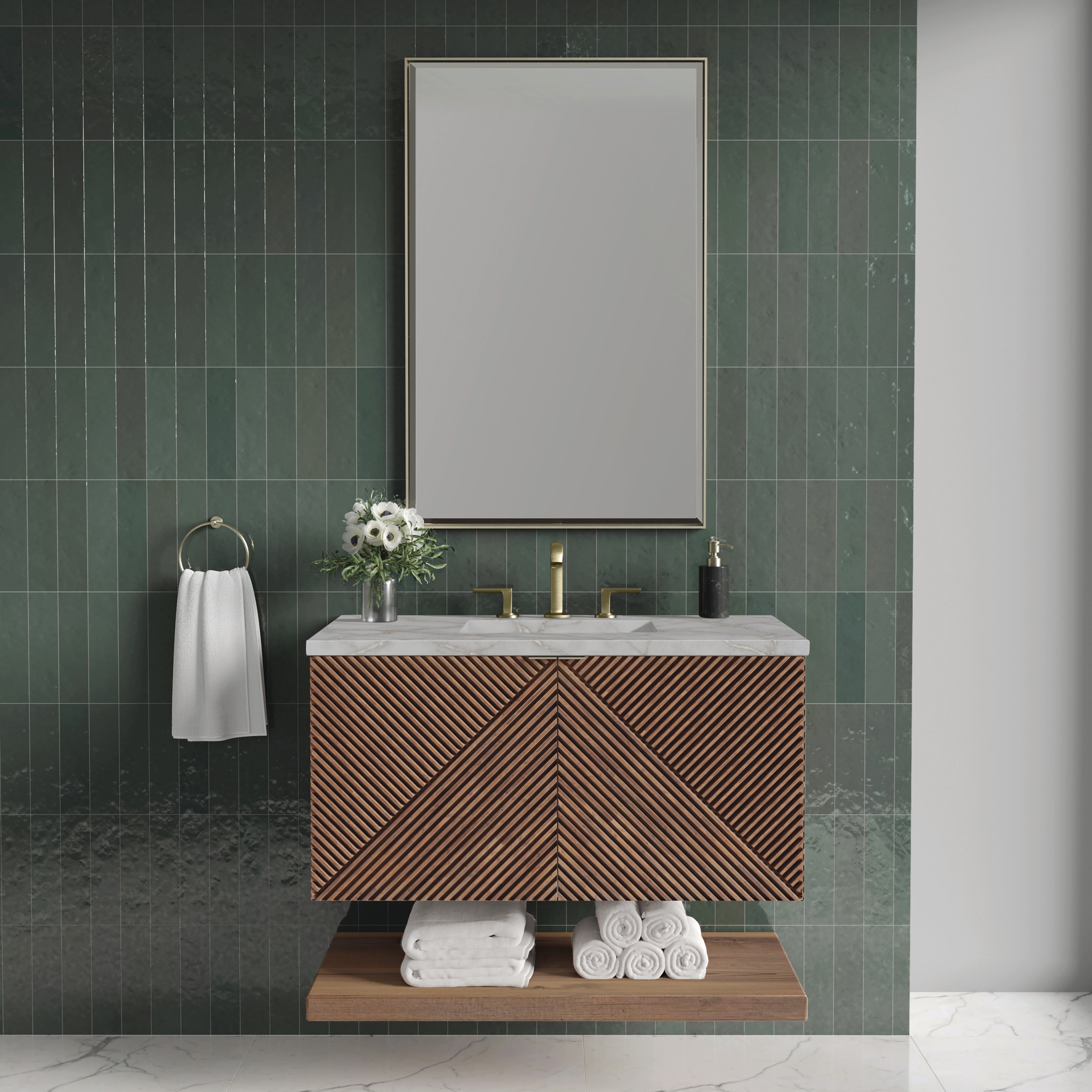 James Martin Marcello 36" Single Vanity in Chestnut with 3cm Countertop