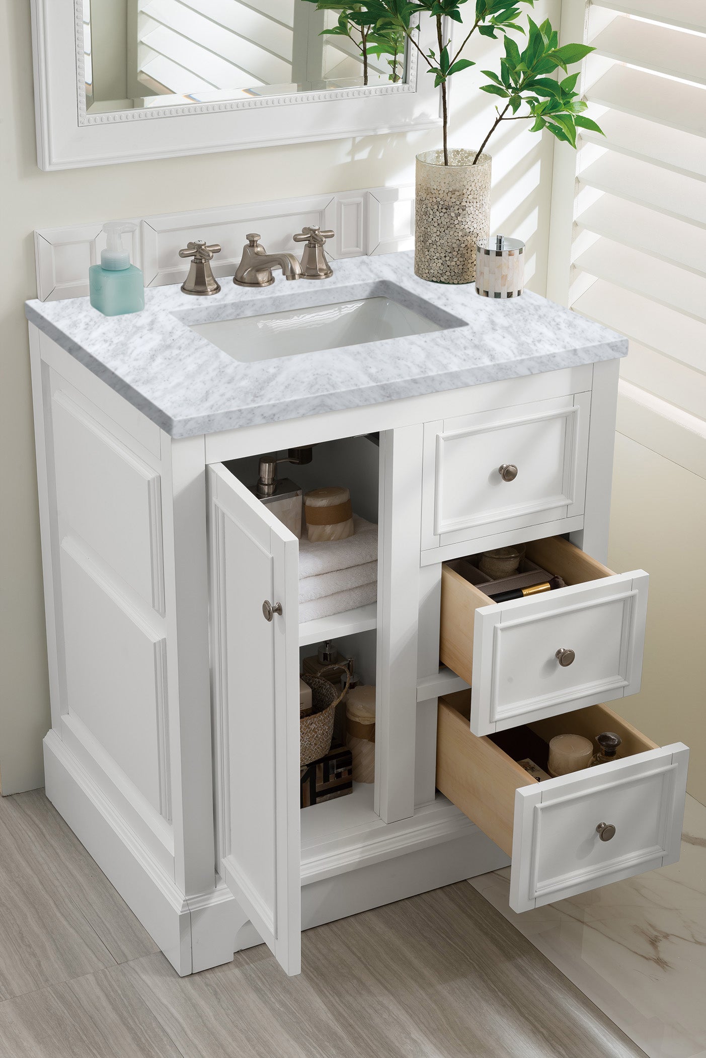 James Martin De Soto 30" Single Vanity in Bright White with 3cm Countertop