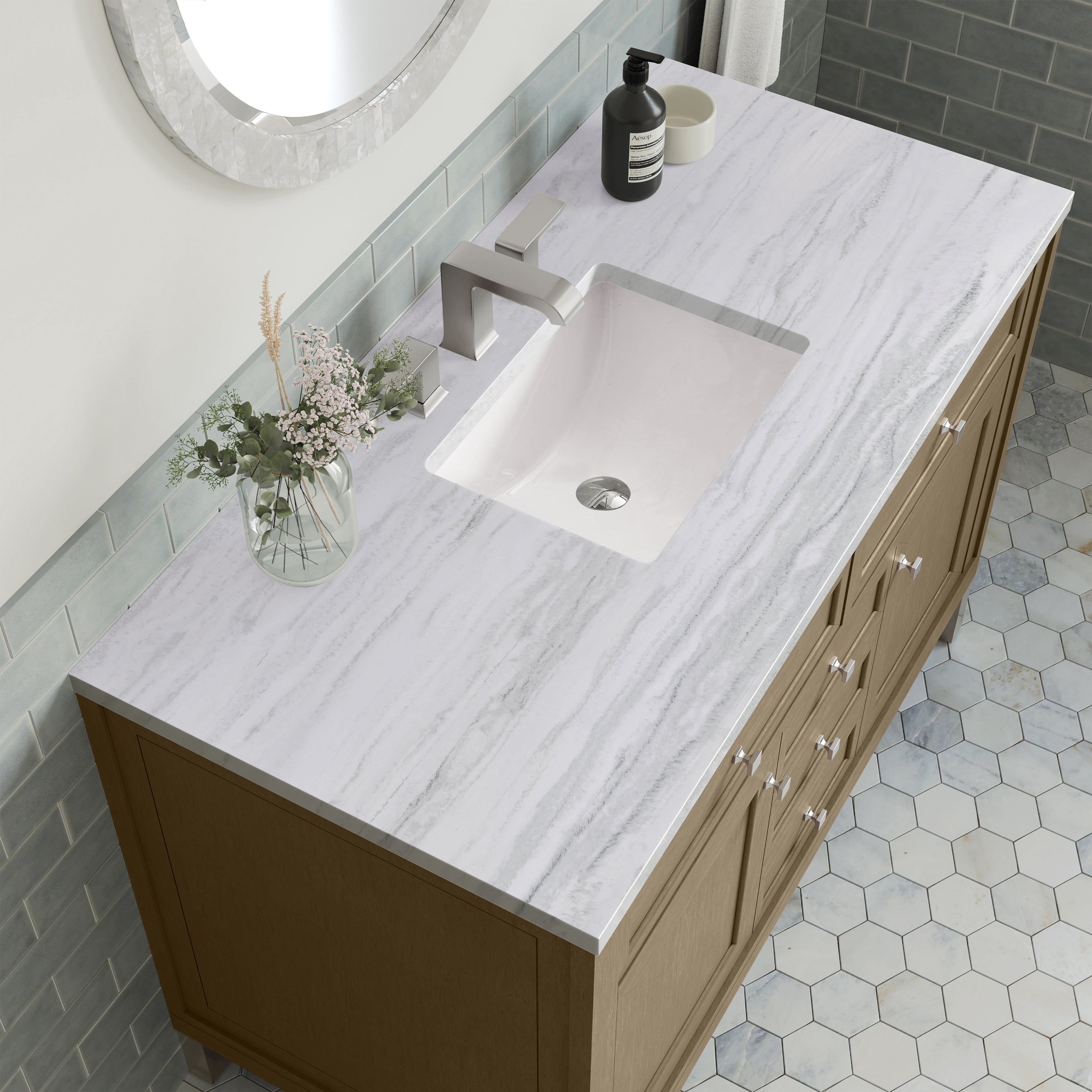 James Martin Chicago 48" Single Vanity in Walnut Whisper with 3cm Countertop