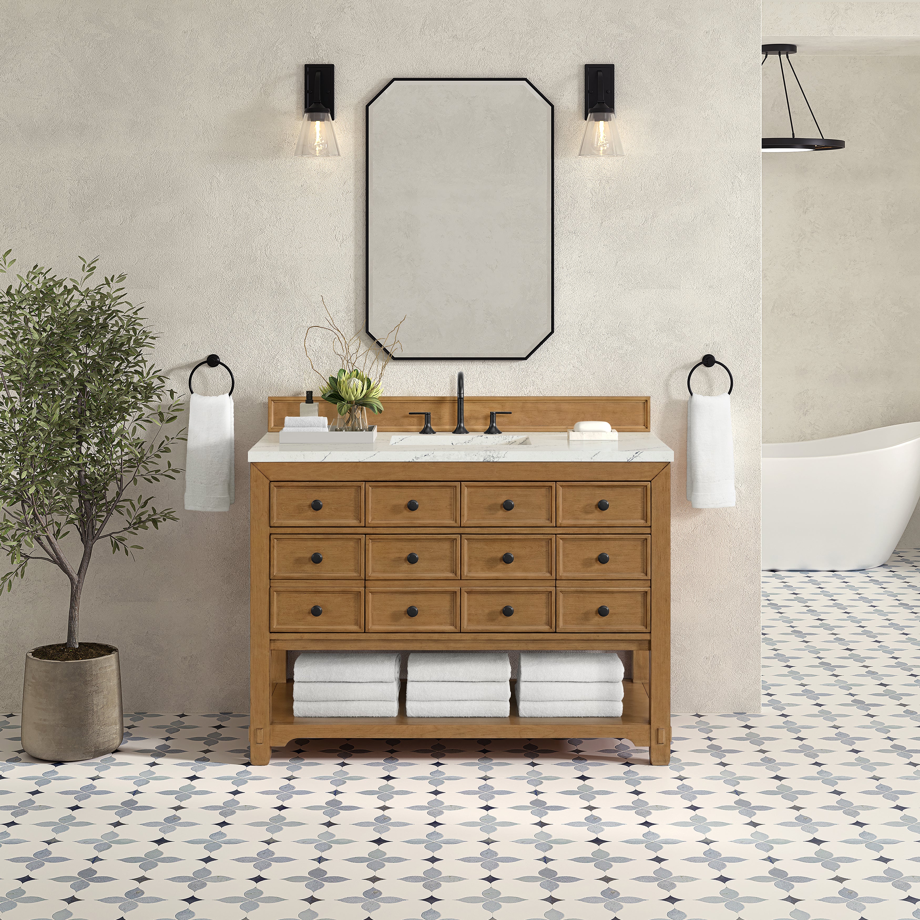 James Martin Malibu 48" Single Vanity in Amber Birch with 3cm Countertop