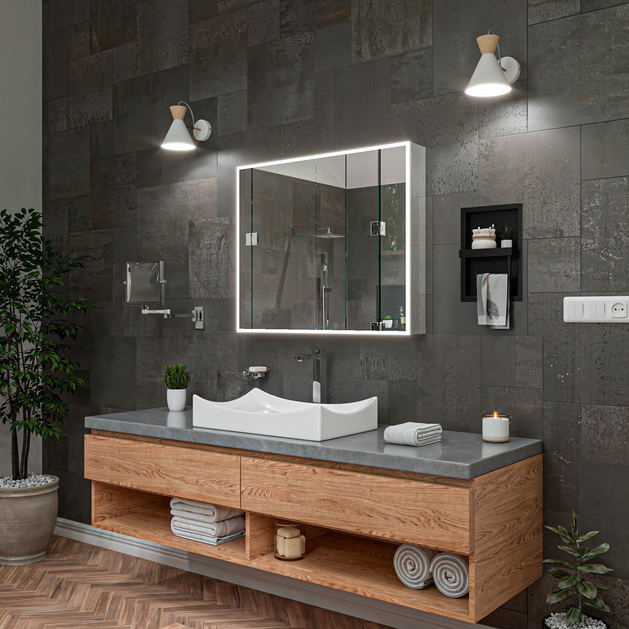 ALFI brand AB1129 Tall Square Single Lever Bathroom Faucet