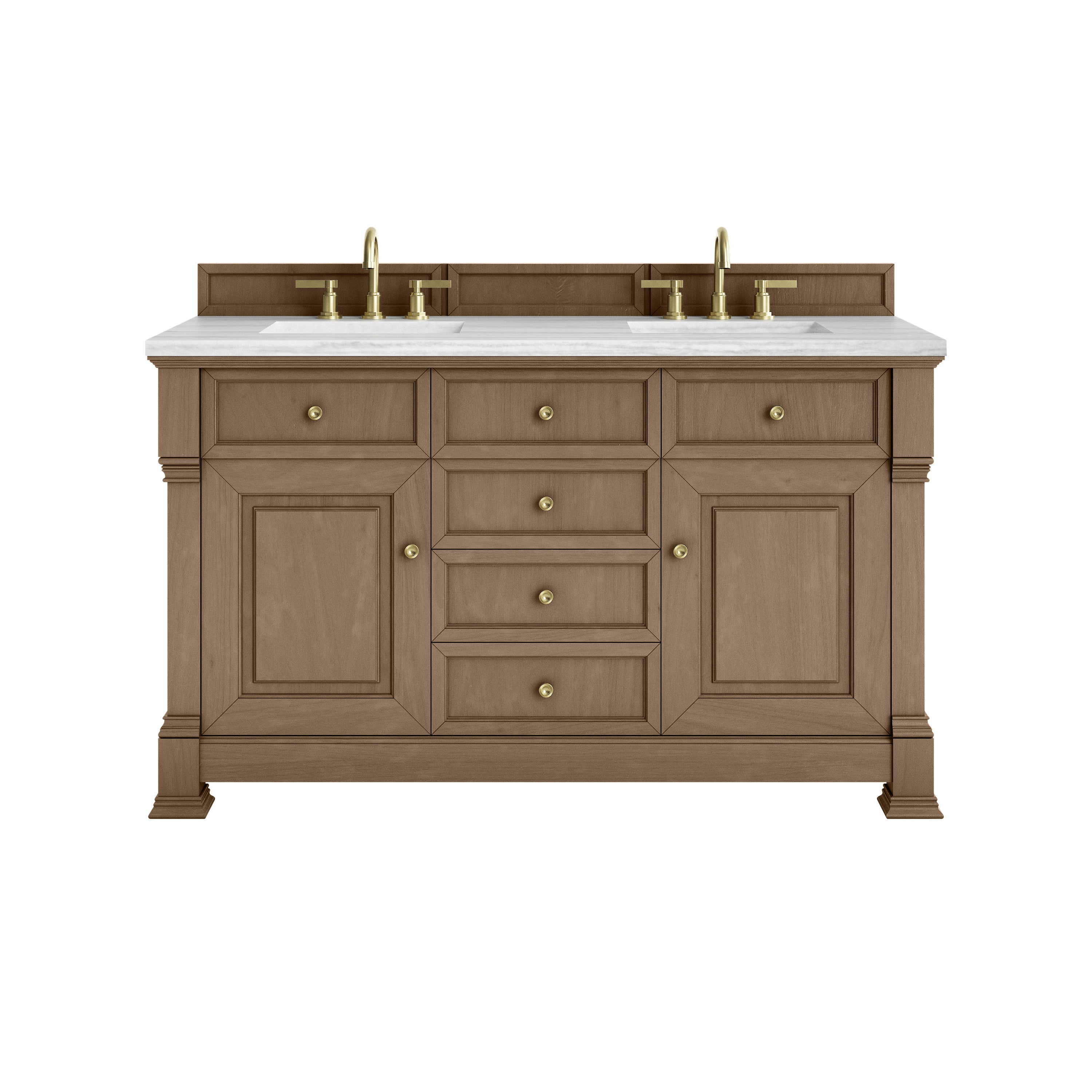 James Martin Brookfield 60" Double Vanity in Pecan with 3cm Countertop