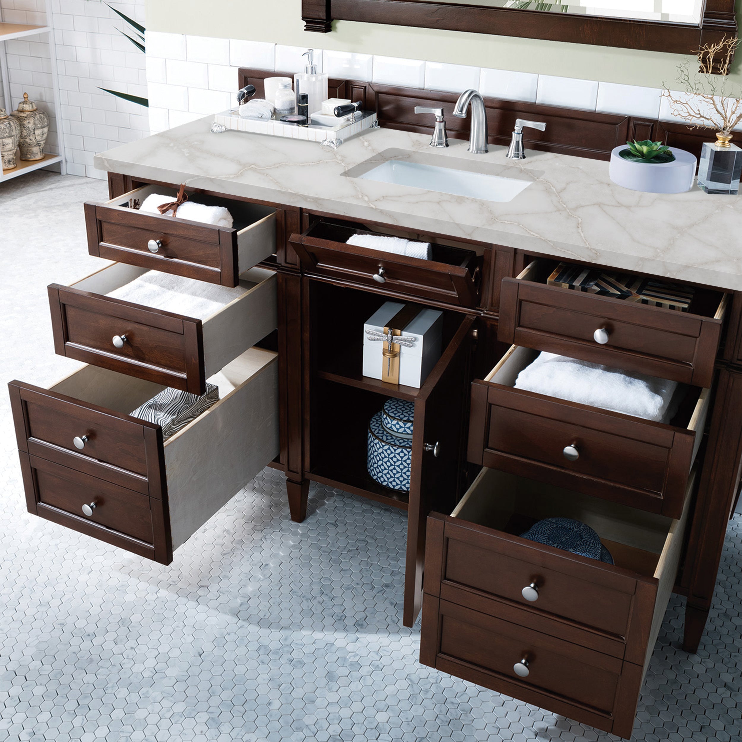James Martin Brittany 60" Single Vanity in Burnished Mahogany with 3cm Countertop