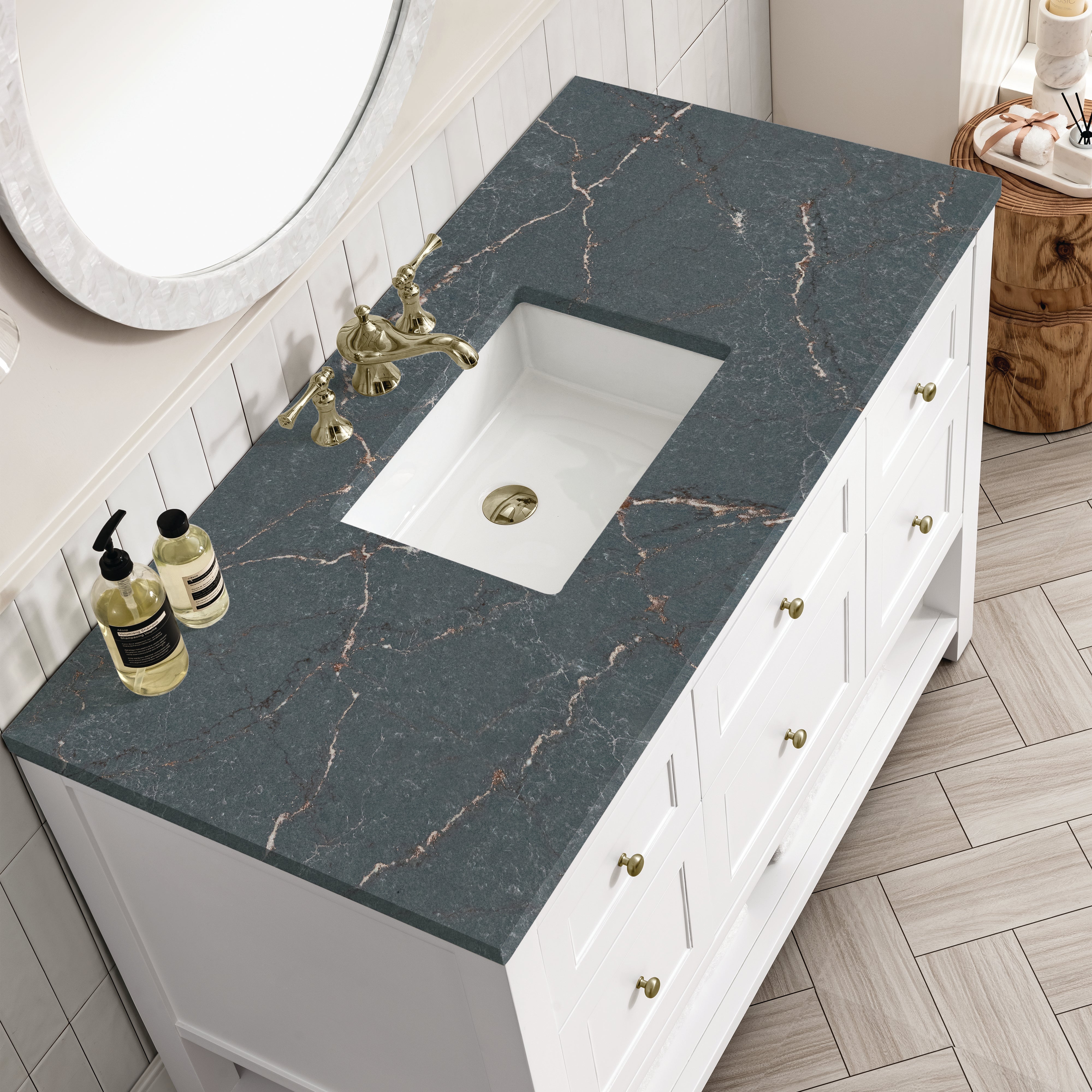 James Martin Breckenridge 48" Single Vanity in Bright White with 3cm Countertop
