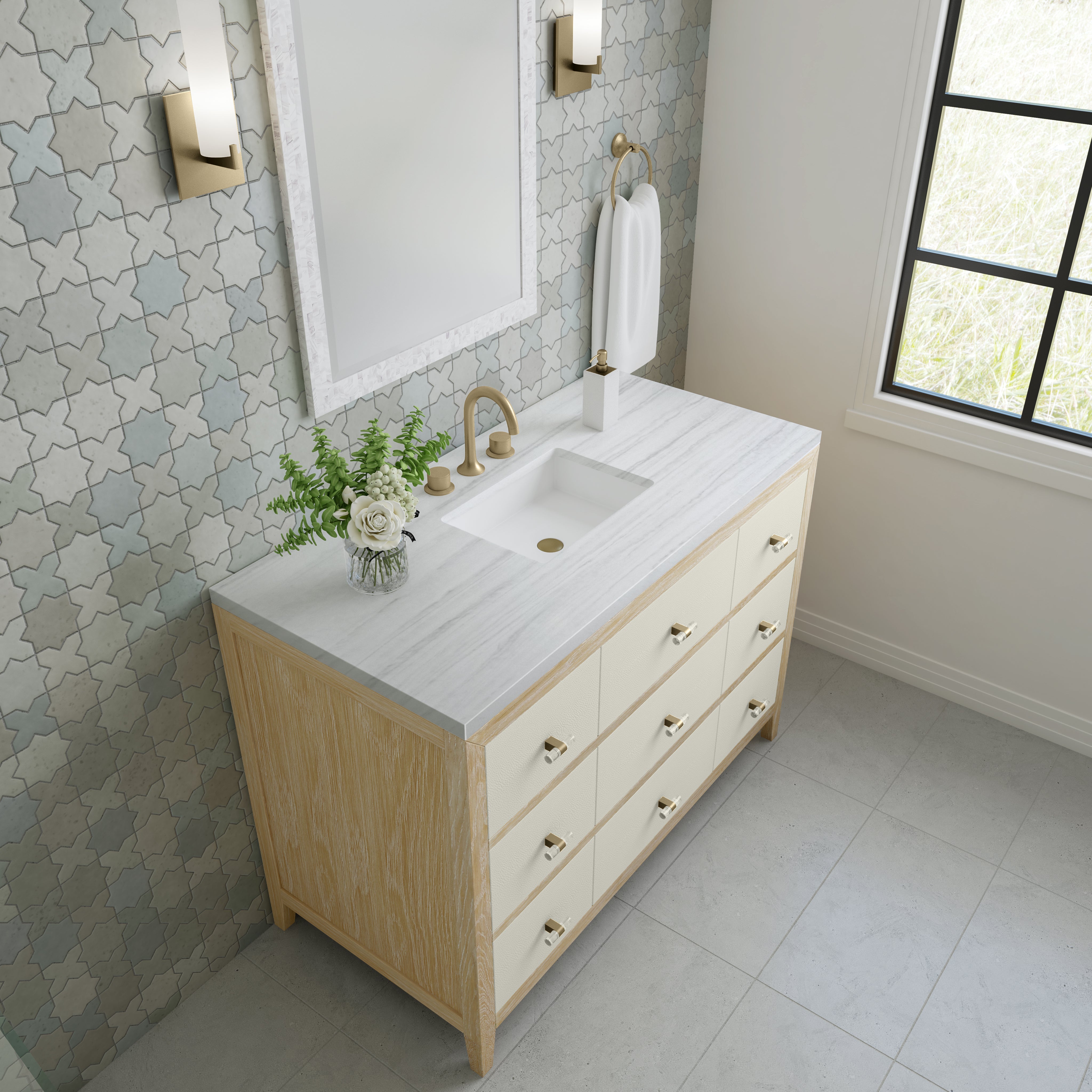 James Martin Celeste 48" Single Vanity in Sunwashed Oak with 3cm Countertop