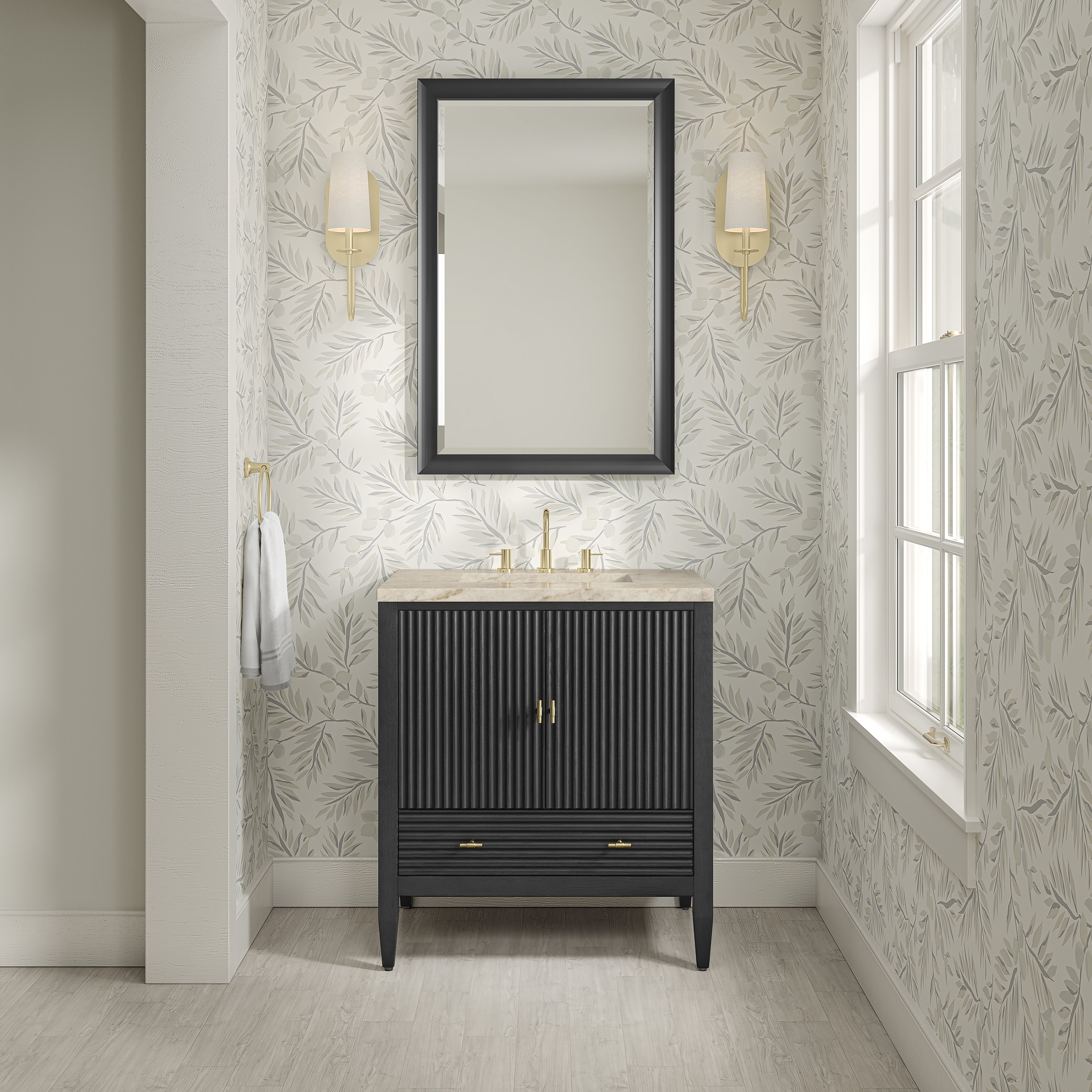 James Martin Myrrin 30" Single Vanity in Carbon Oak with 3cm Countertop