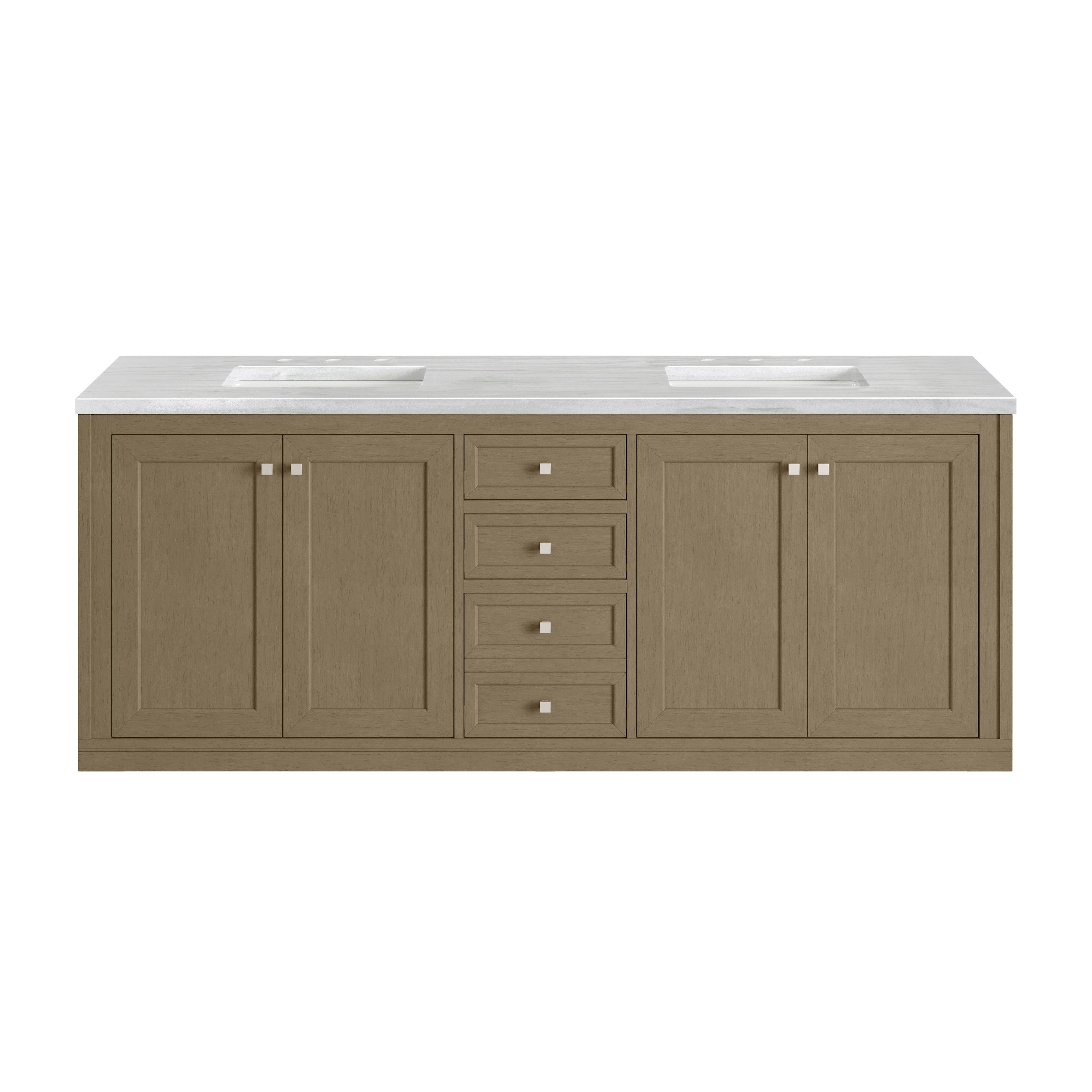 James Martin Chicago 72" Double Vanity in Walnut Whisper with 3cm Countertop