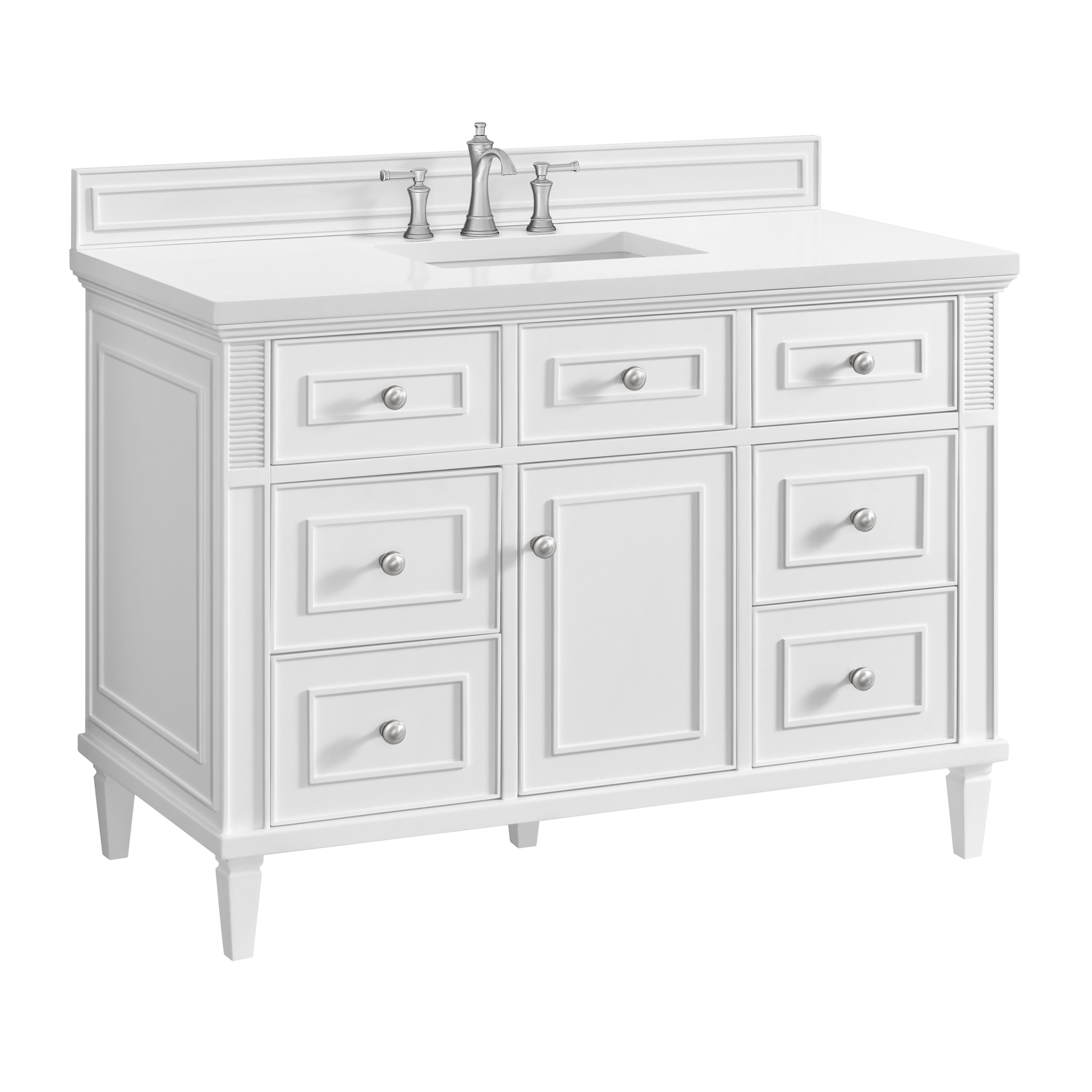 James Martin Lorelai 48" Single Vanity in Bright White with 3cm Countertop