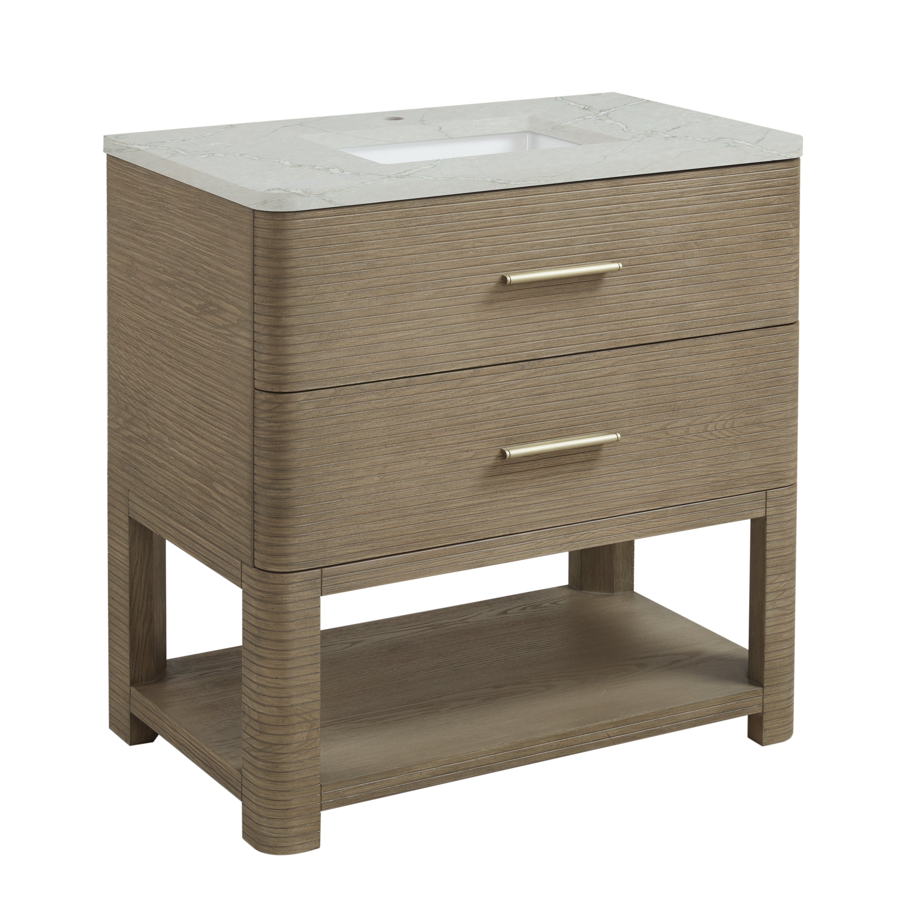 James Martin Lucian 36" Single Vanity in Pebble Oak with 3cm Countertop