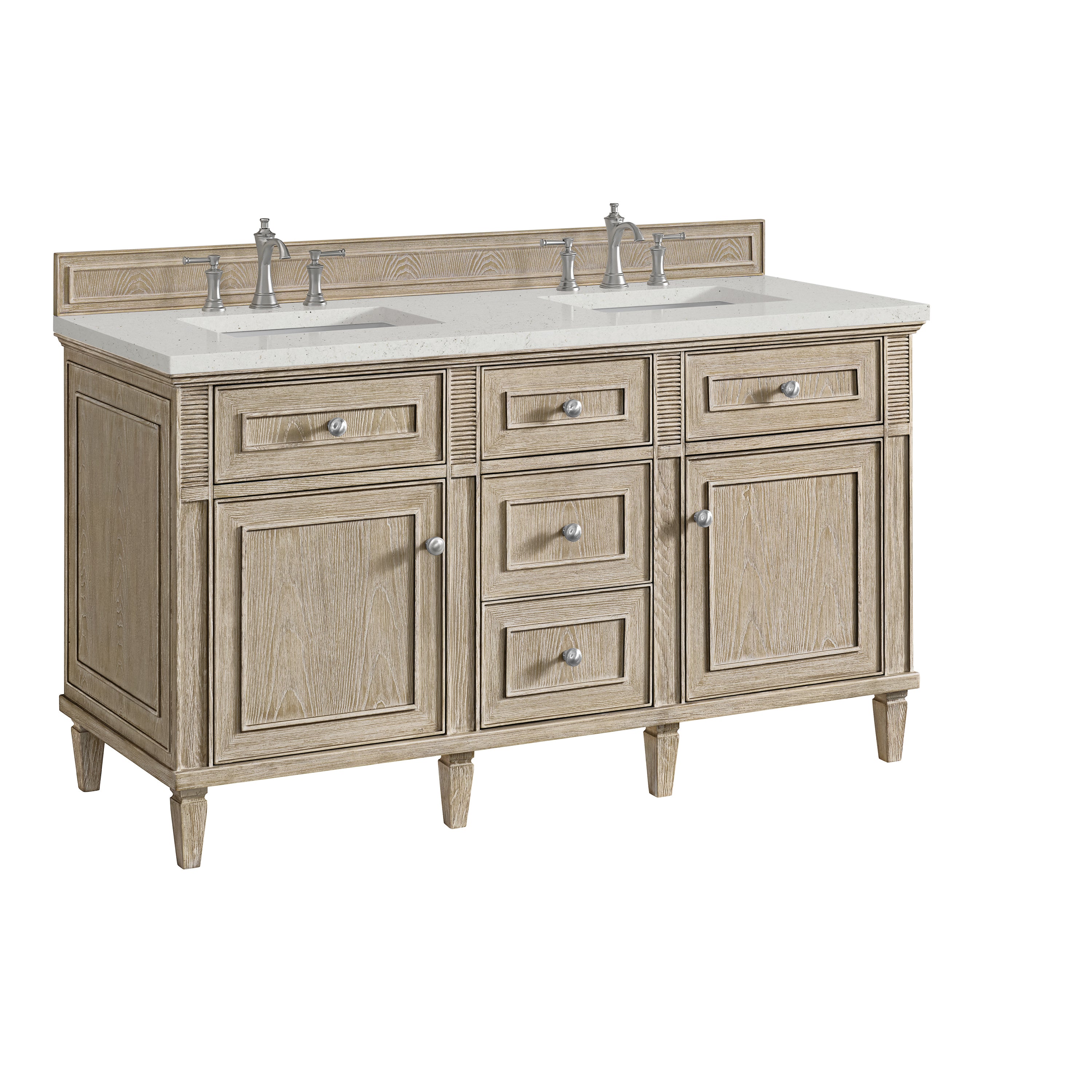 James Martin Lorelai 60" Double Vanity in Whitewashed Oak with 3cm Countertop