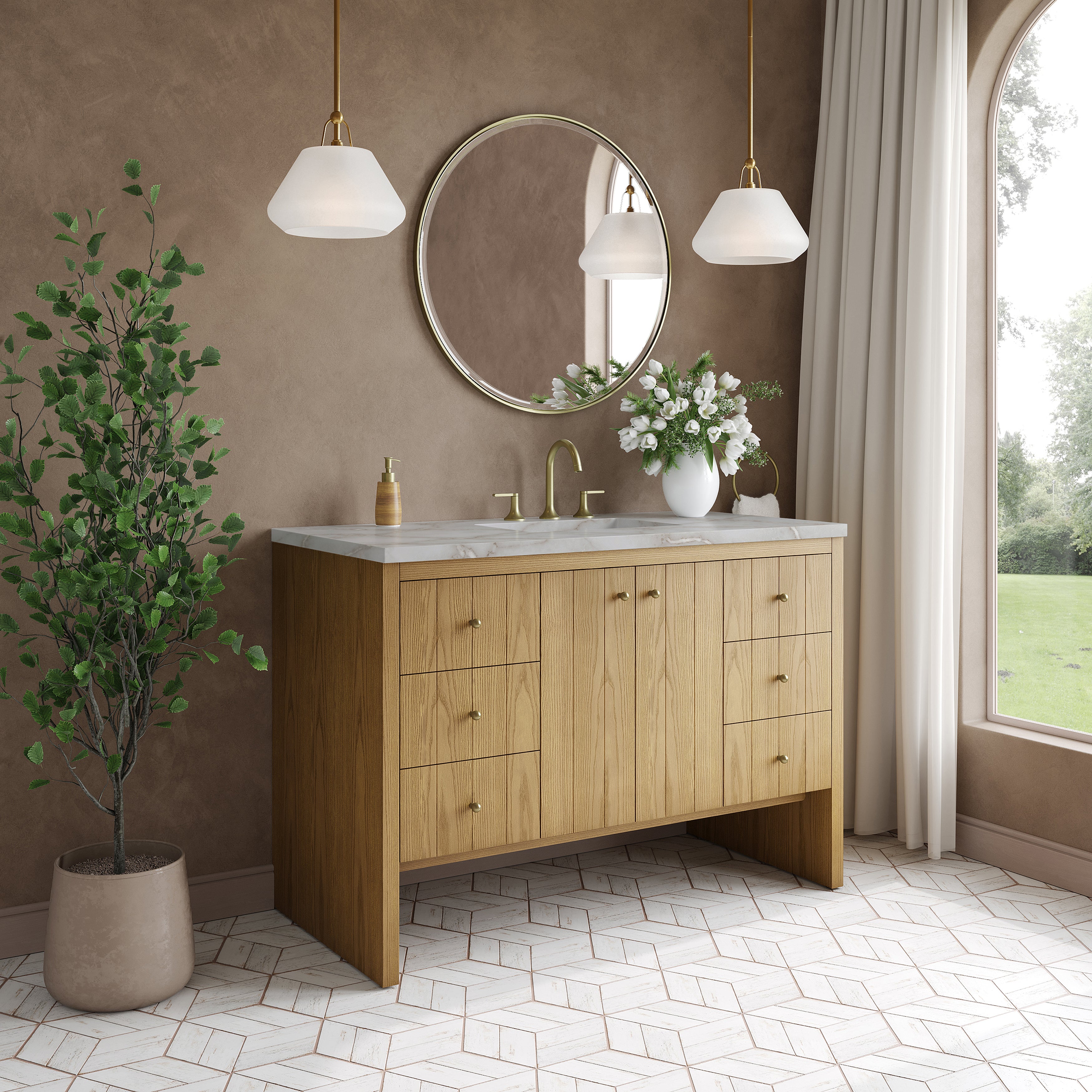 James Martin Hudson 48" Single Vanity in Light Natural Oak with 3cm Countertop