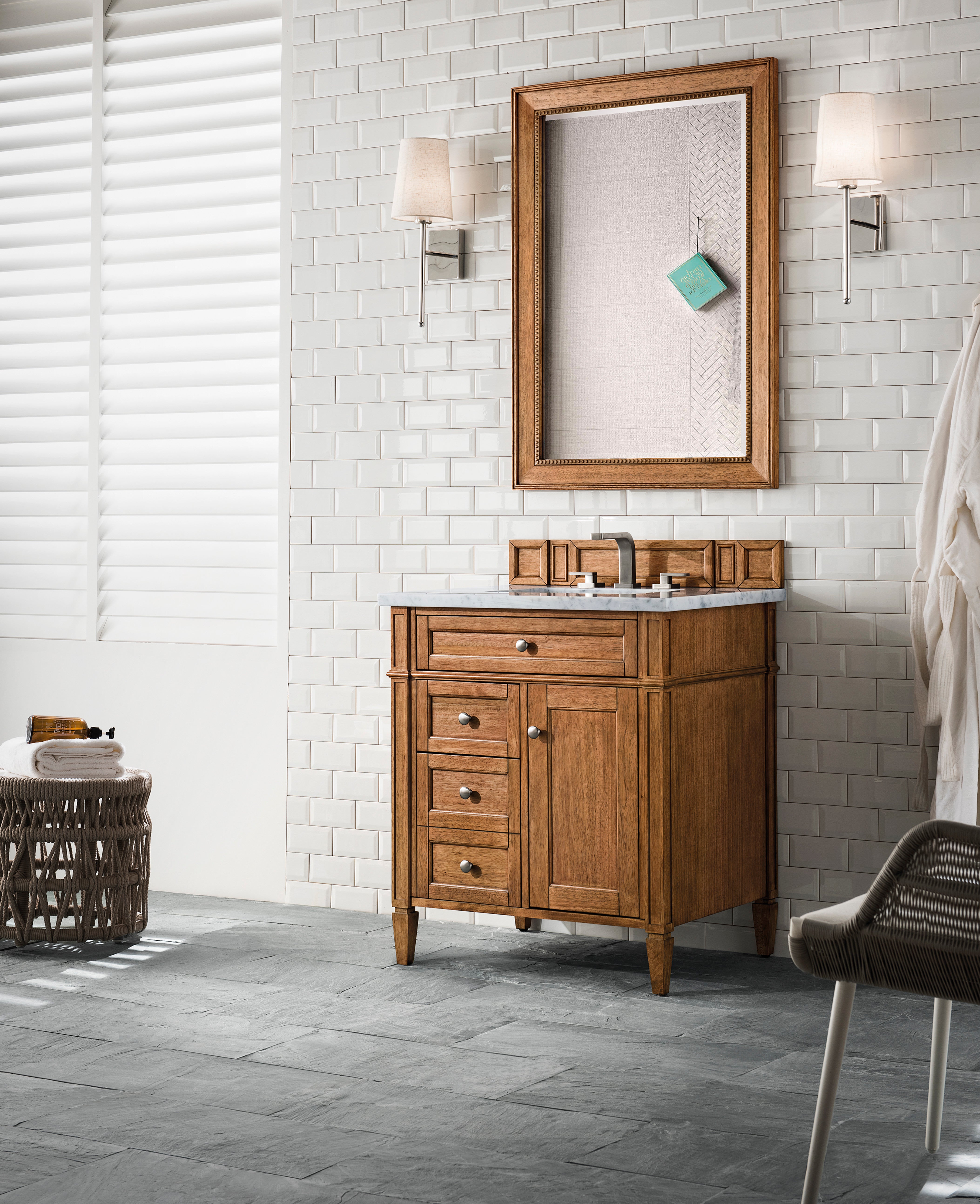 James Martin Brittany 30" Single Vanity in Saddle Brown with 3cm Countertop
