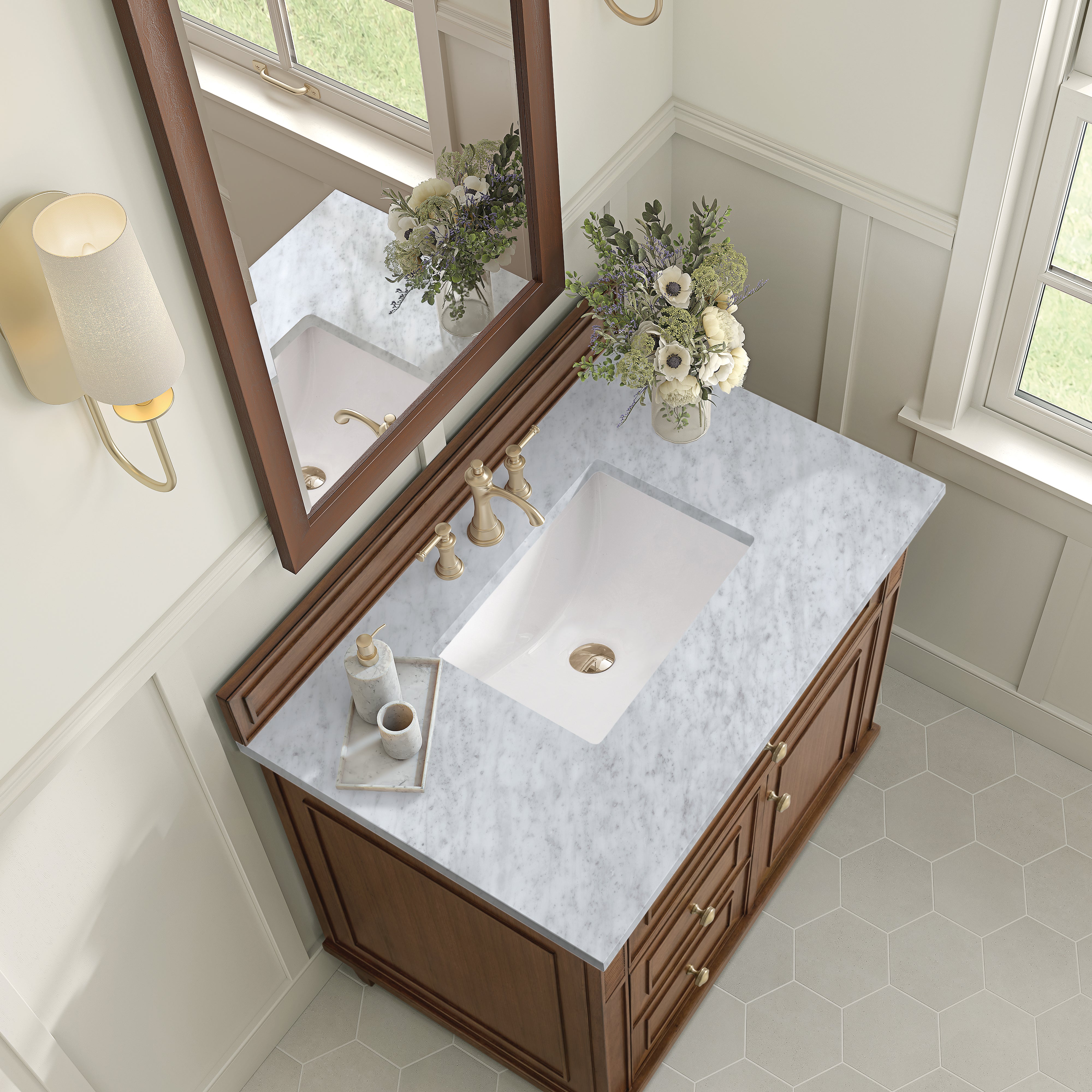 James Martin Lorelai 36" Single Vanity in Mid-Century Walnut with 3cm Countertop