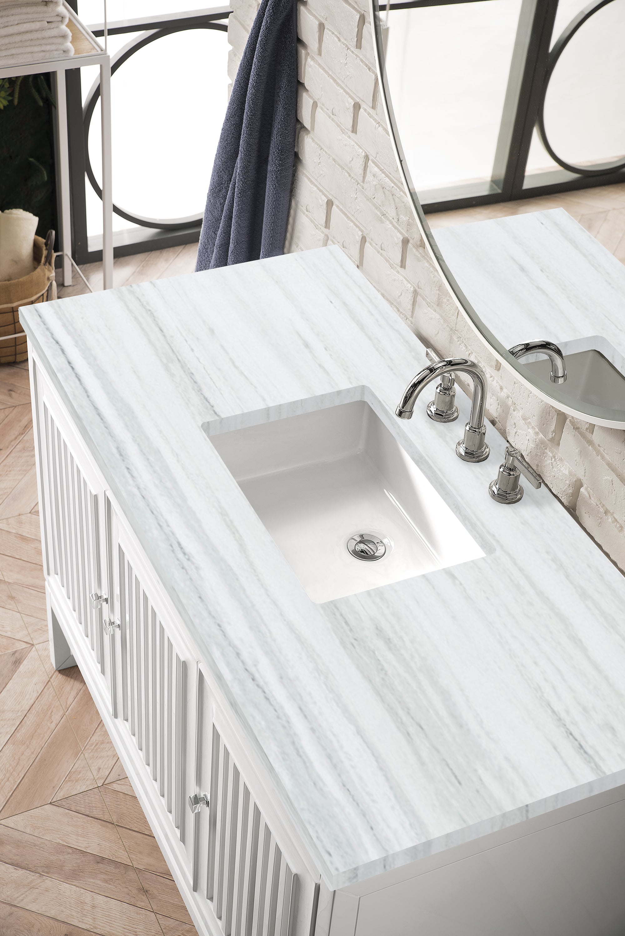 James Martin Athens 48" Single Vanity in Glossy White with 3cm Countertop