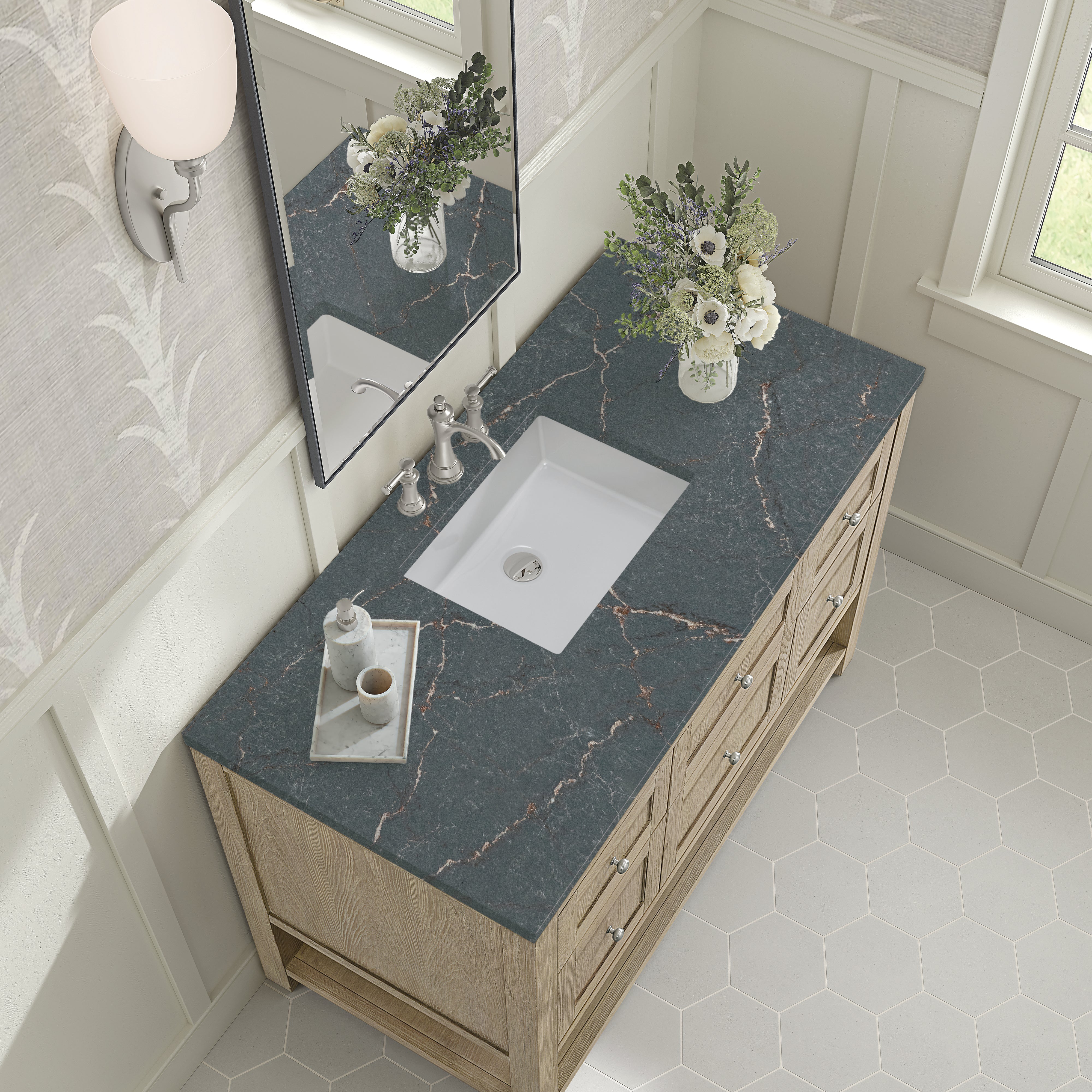 James Martin Breckenridge 48" Single Vanity in Whitewashed Oak with 3cm Countertop