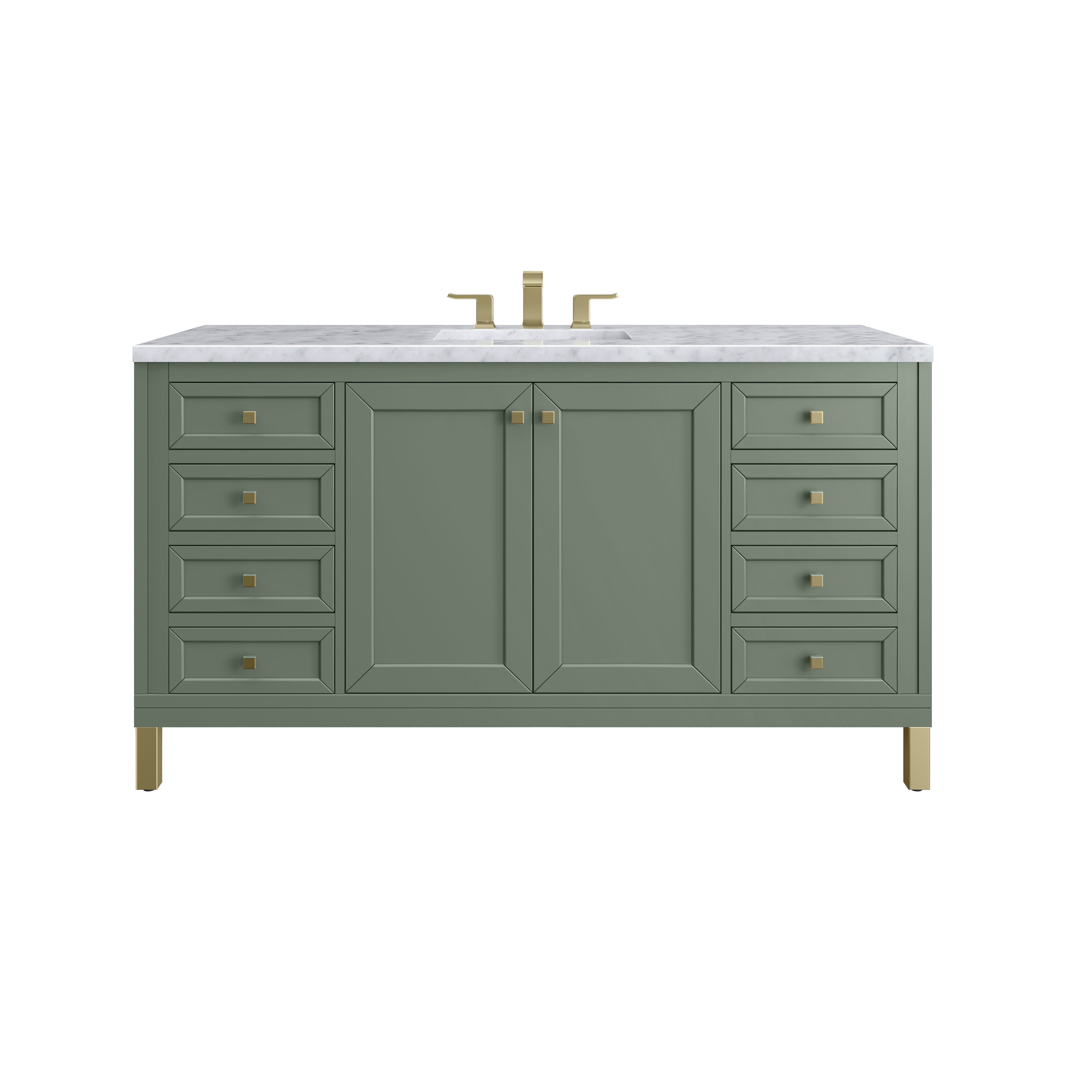 James Martin Chicago 60" Single Vanity in Smokey Celadon with 3cm Countertop