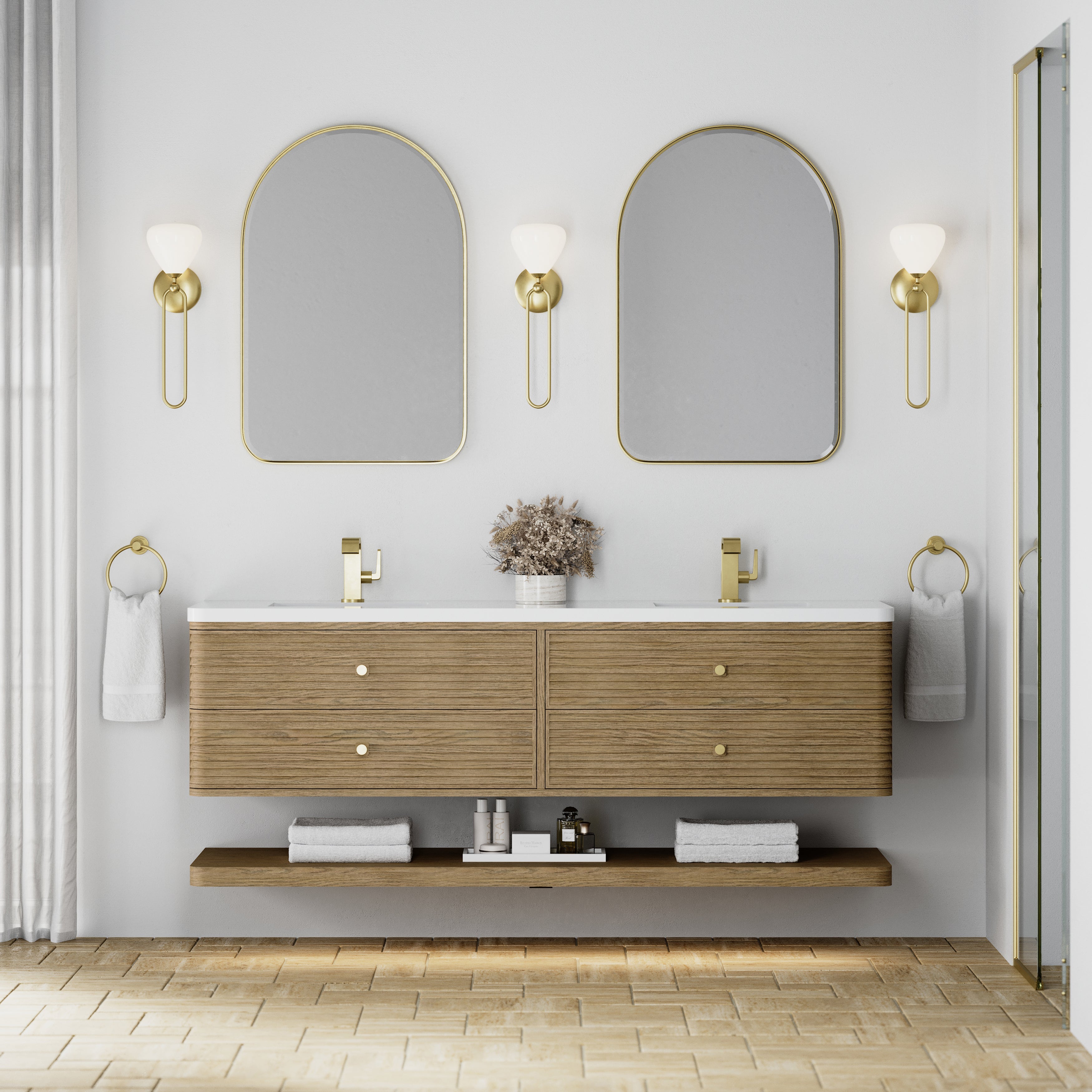 James Martin Allamari 72" Double Vanity in Dune Mist with 3cm Countertop