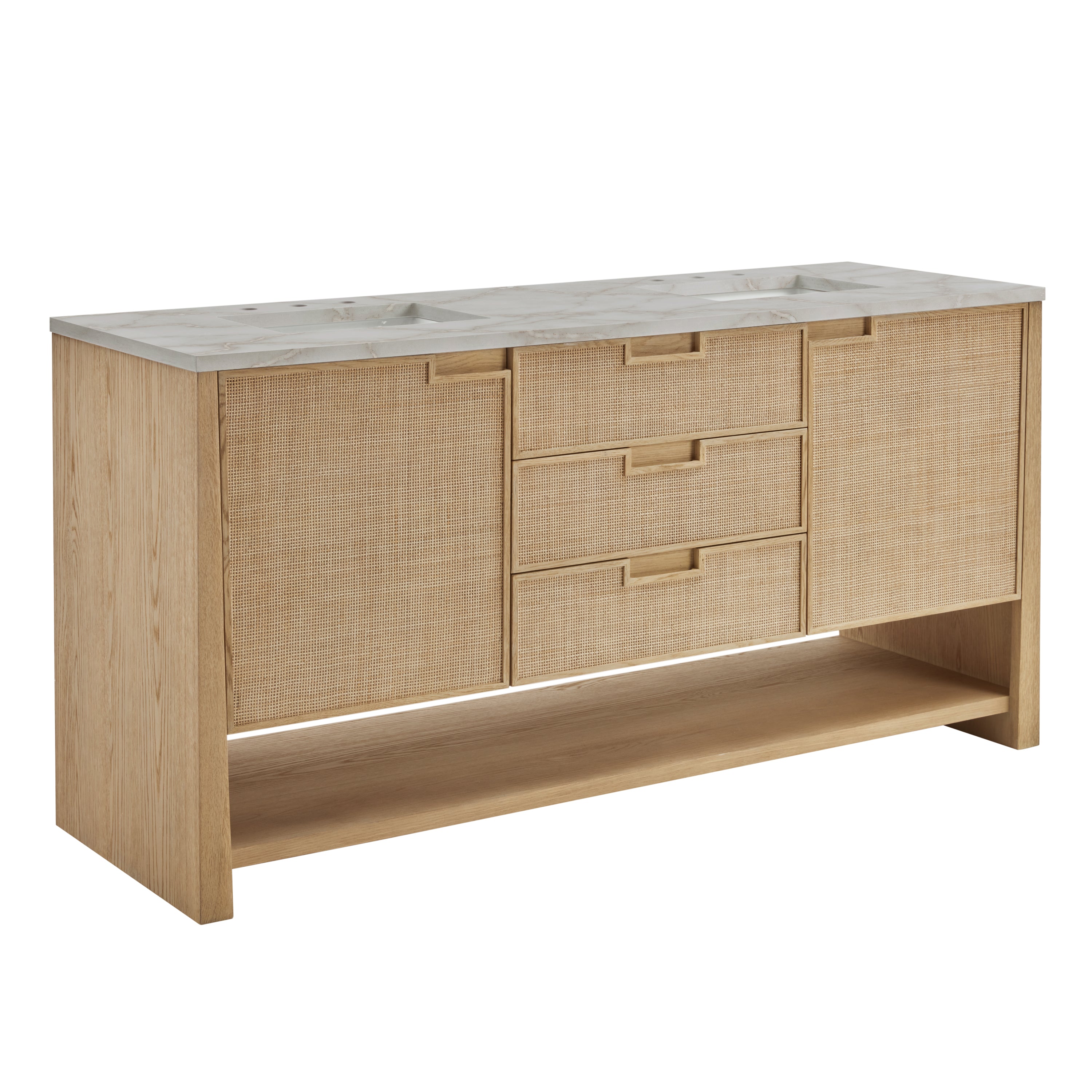 James Martin Solene 72" Double Vanity in Seaside Oak with 3cm Countertop and FreePower Wireless Charger