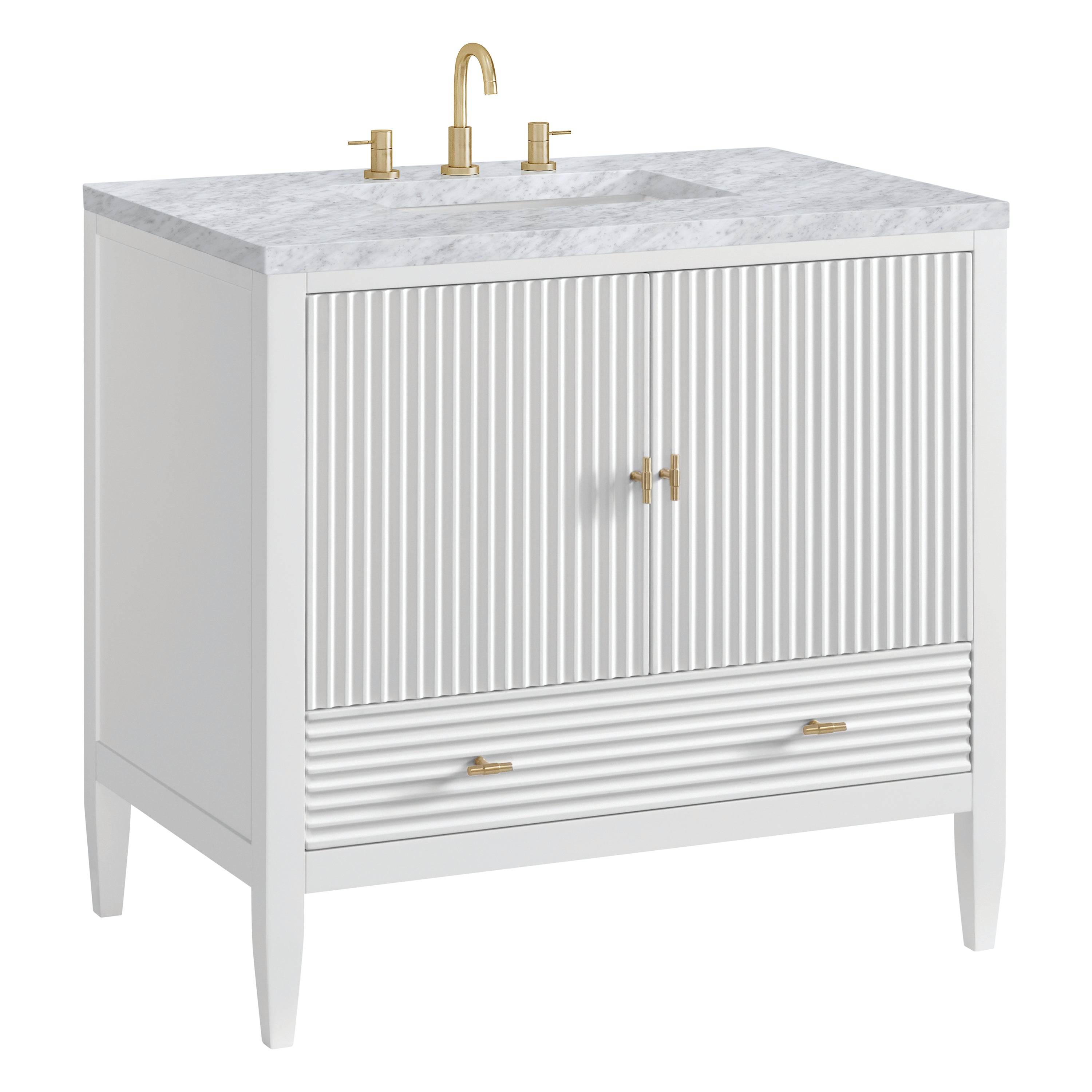 James Martin Myrrin 36" Vanity in Bright White with 3cm Countertop