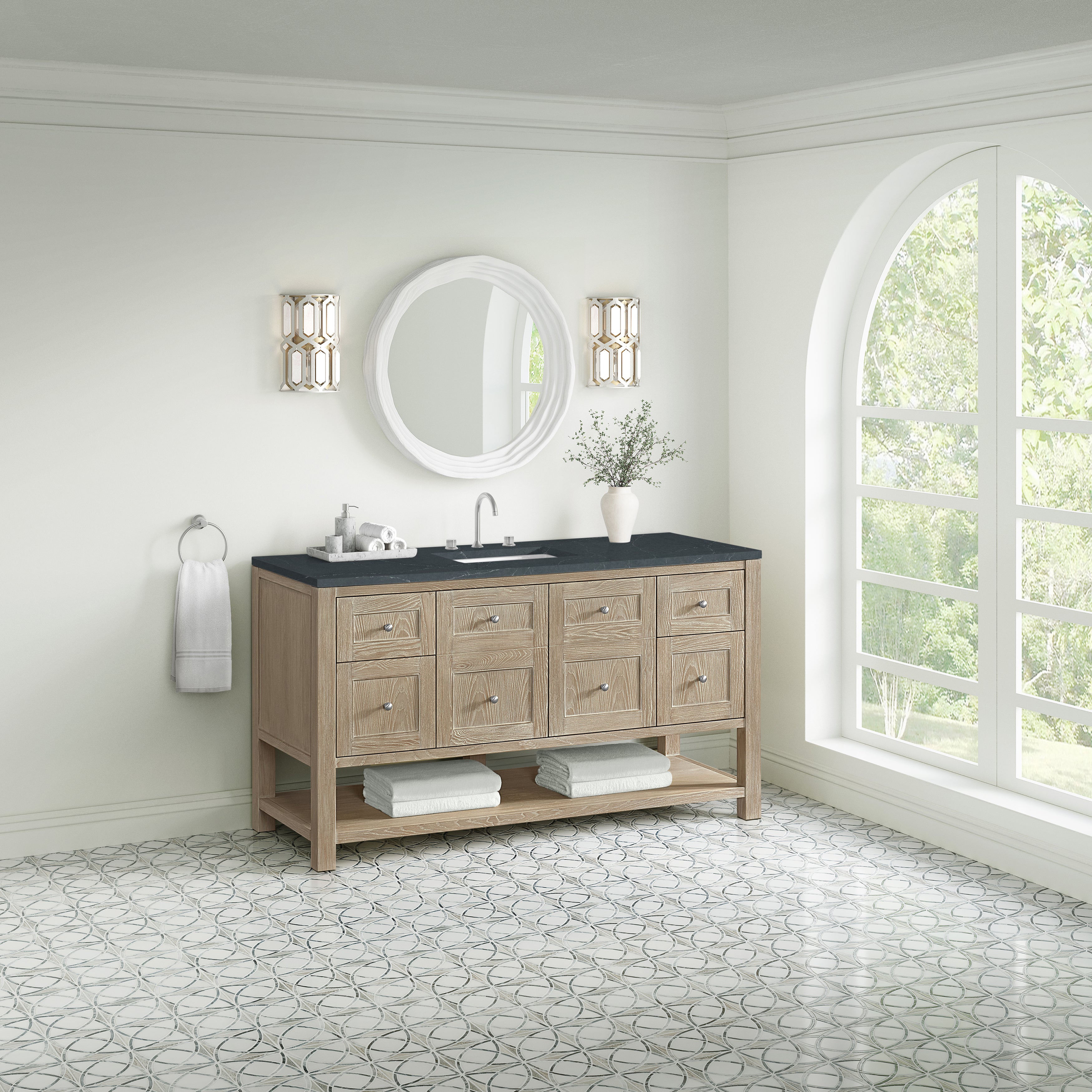 James Martin Breckenridge 60" Single Vanity in Whitewashed Oak with 3cm Countertop