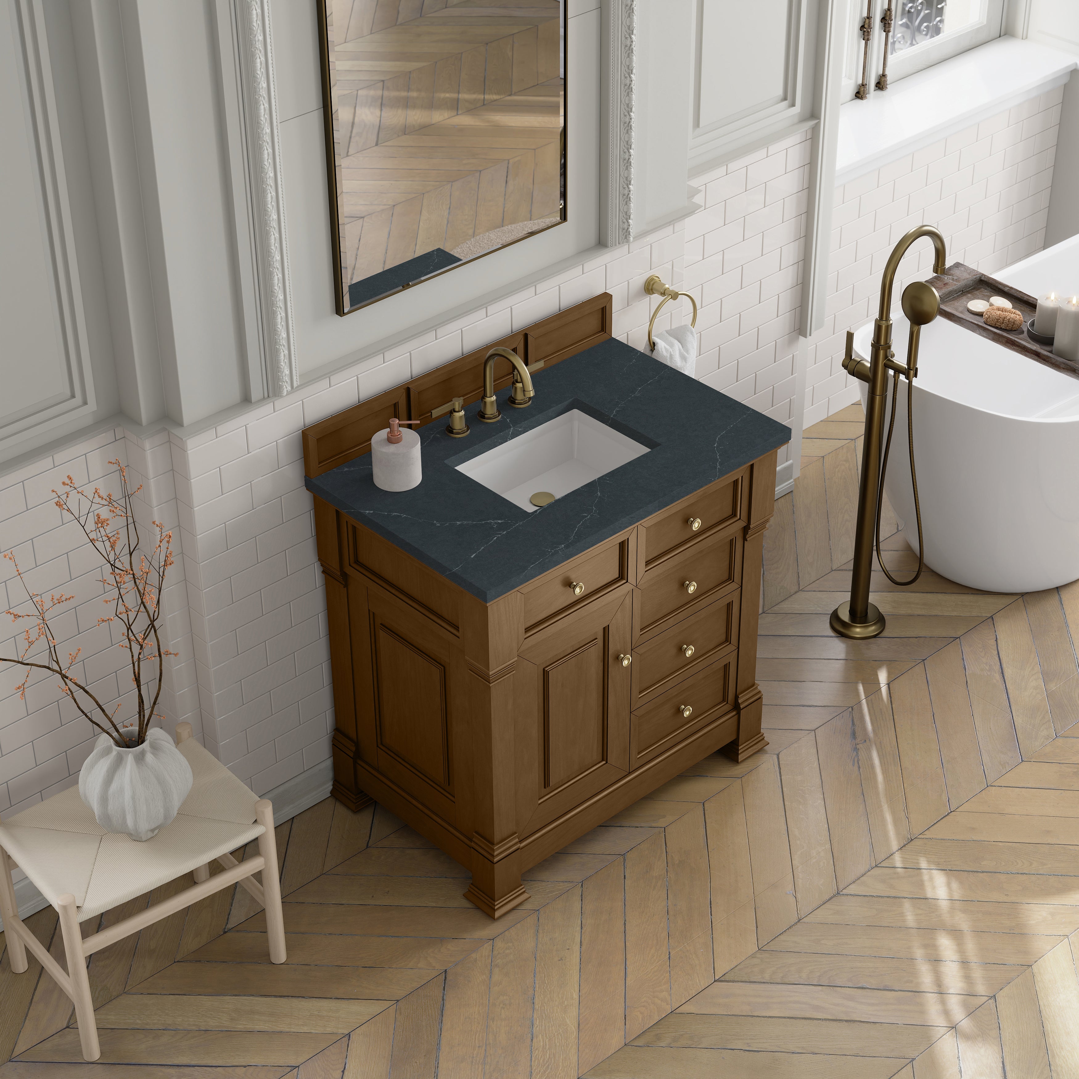 James Martin Brookfield 36" Single Vanity in Honey Oak with 3cm Countertop