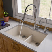 ALFI brand AB3320UM 33" Double Bowl Undermount Granite Composite Kitchen Sink