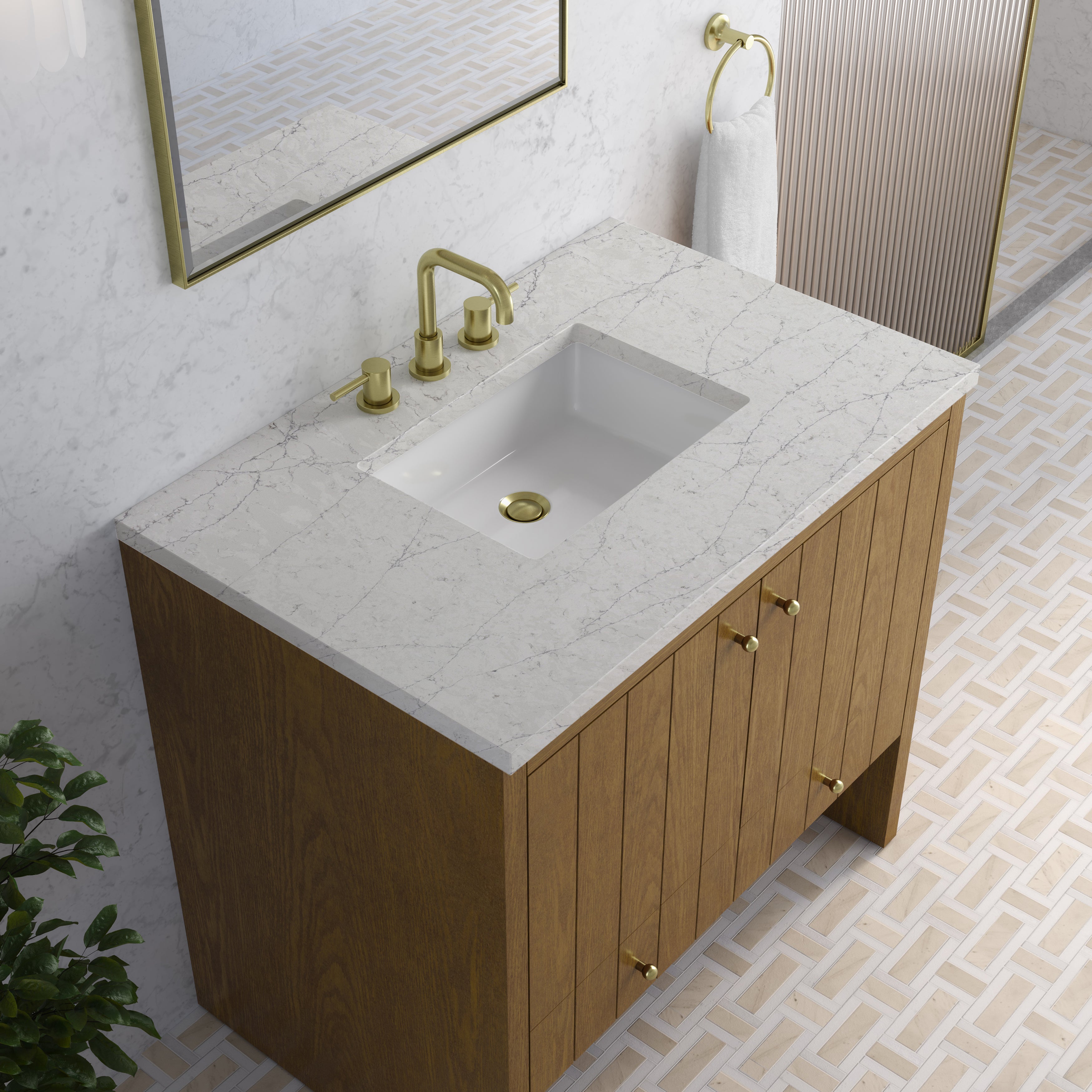 James Martin Hudson 36" Single Vanity in Honey Oak with 3cm Countertop