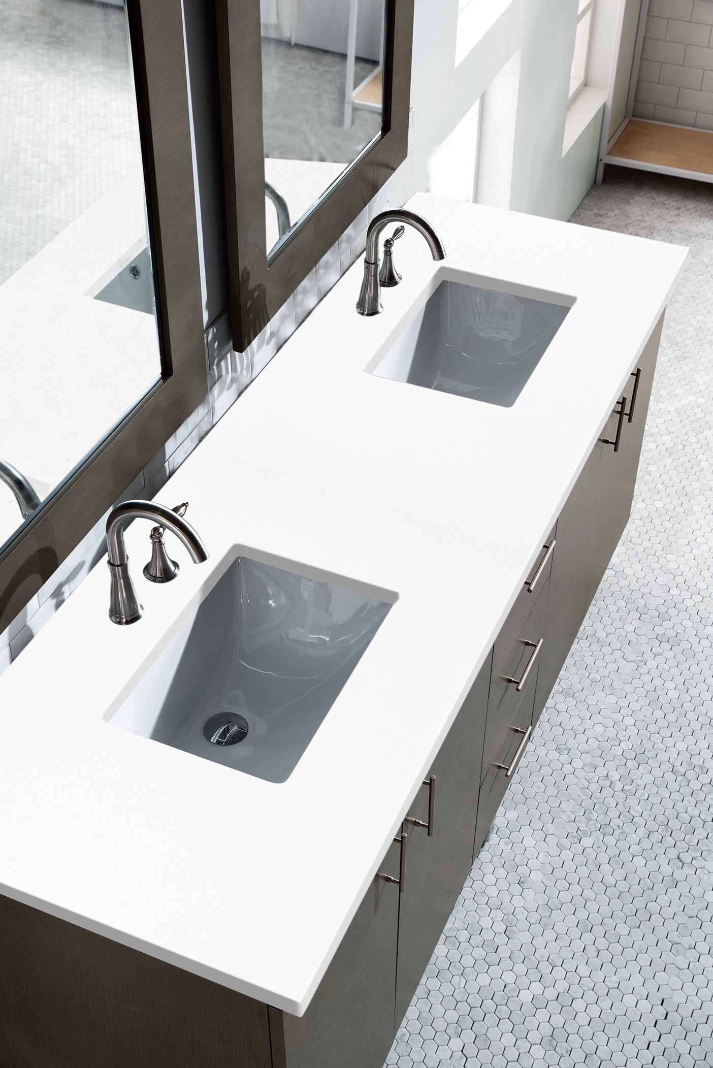 James Martin Metropolitan 72" Double Vanity in Silver Oak with 3cm Countertop