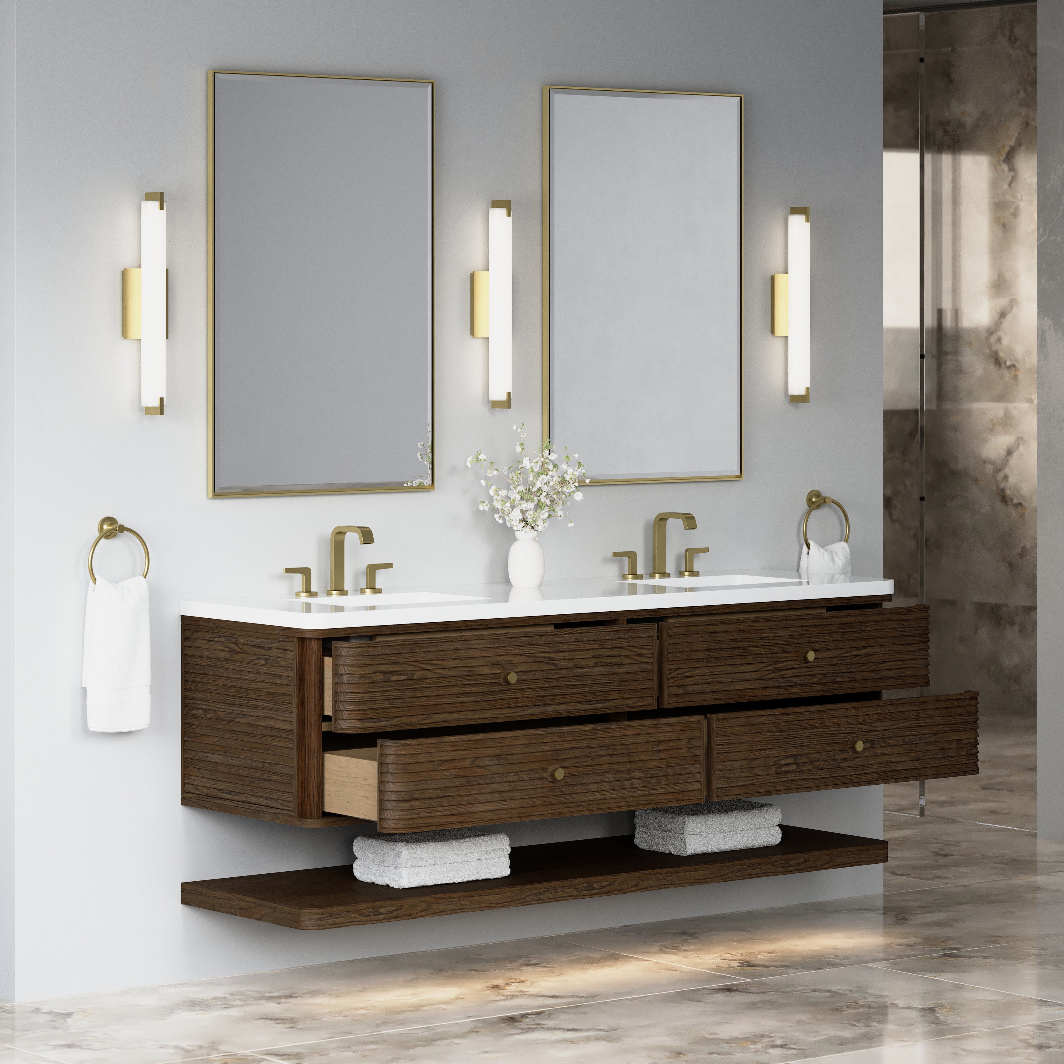 James Martin Allamari 72" Double Vanity in Sable with 3cm Countertop