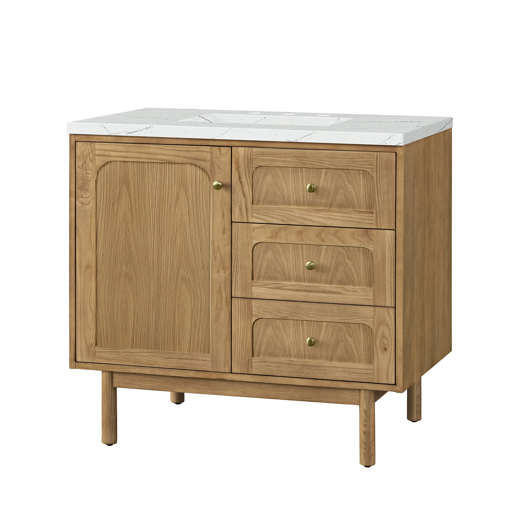 James Martin Laurent 36" Single Vanity in Light Natural Oak with 3cm Countertop