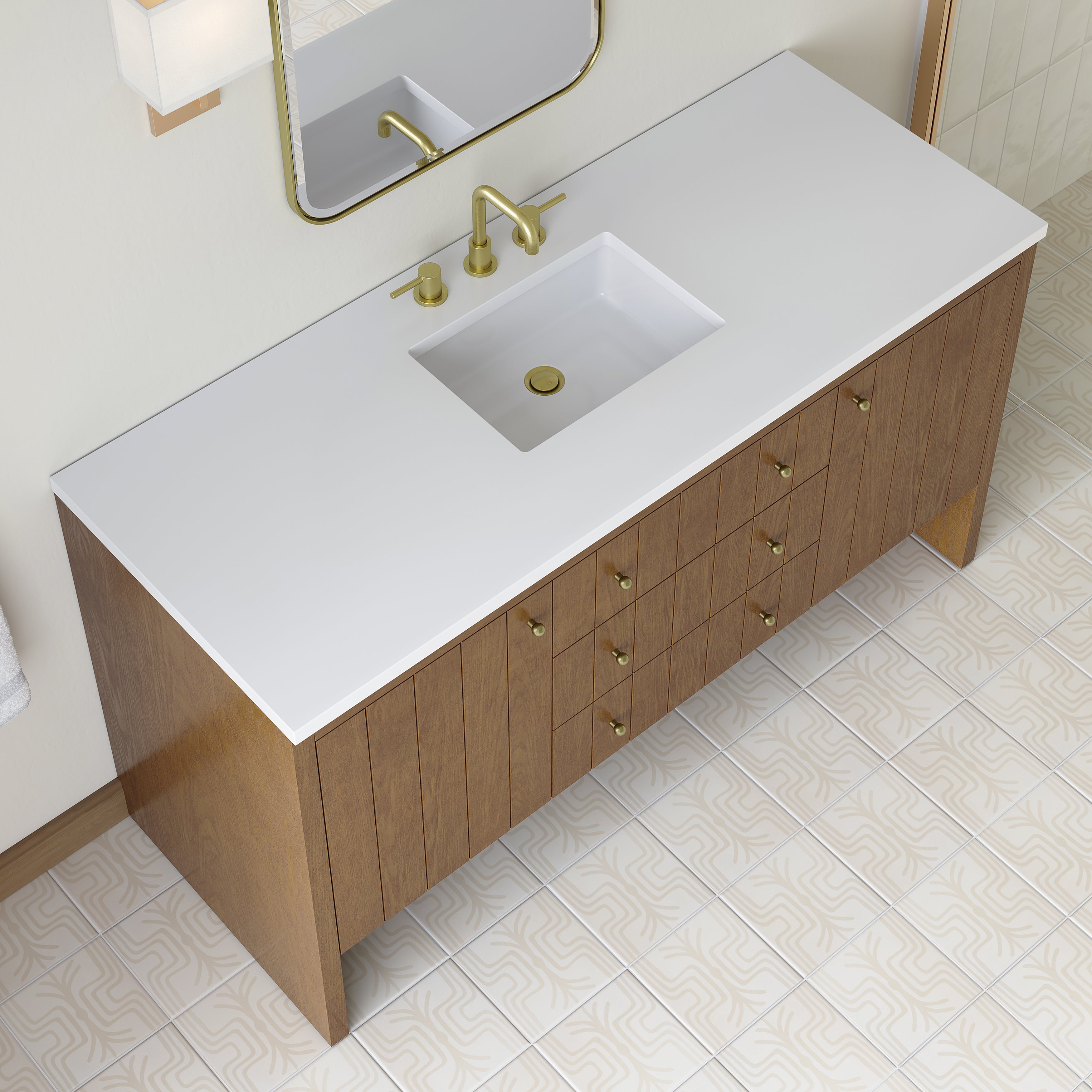 James Martin Hudson 60" Single Vanity in Honey Oak with 3cm Countertop