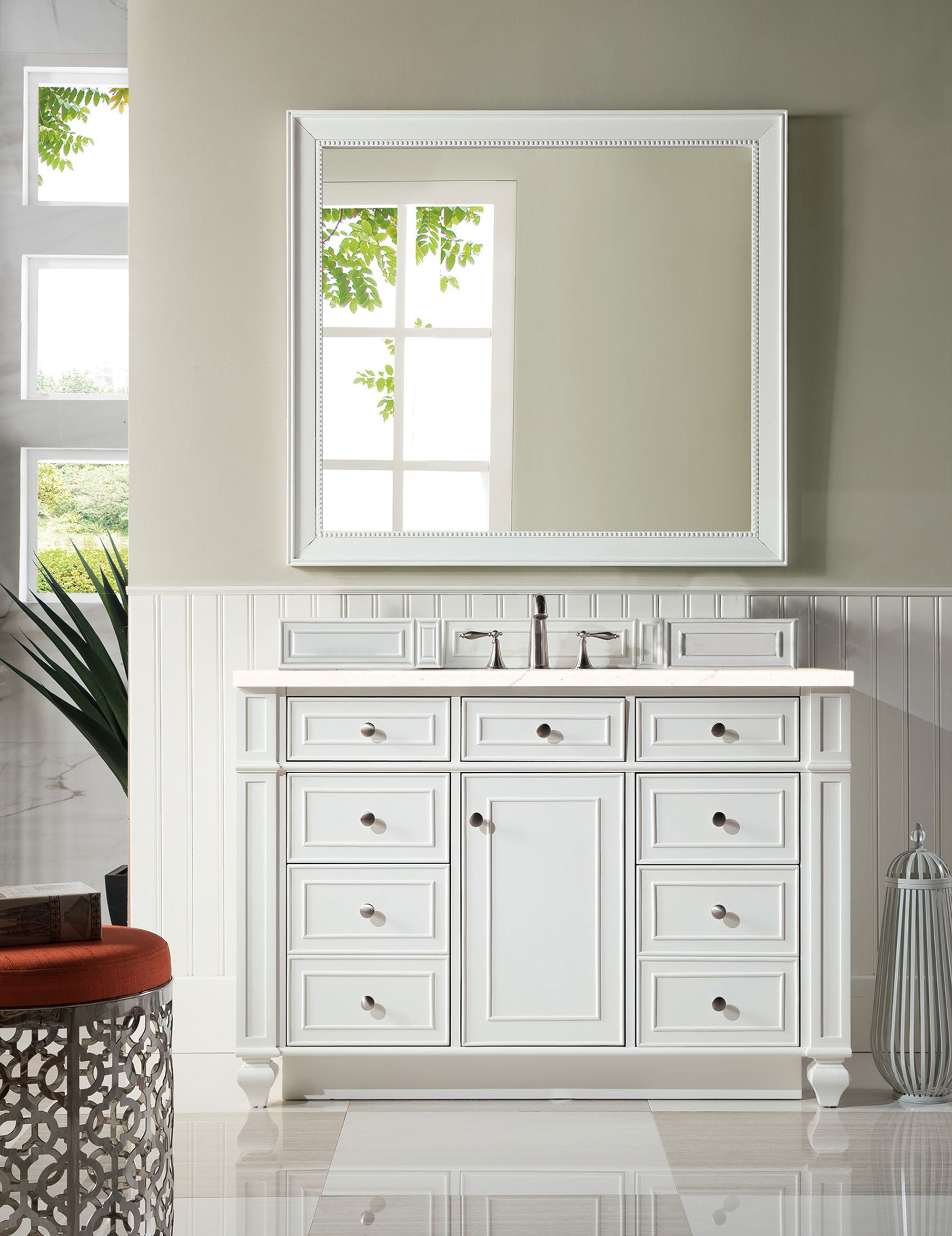 James Martin Bristol 48" Single Vanity in Bright White with 3cm Countertop