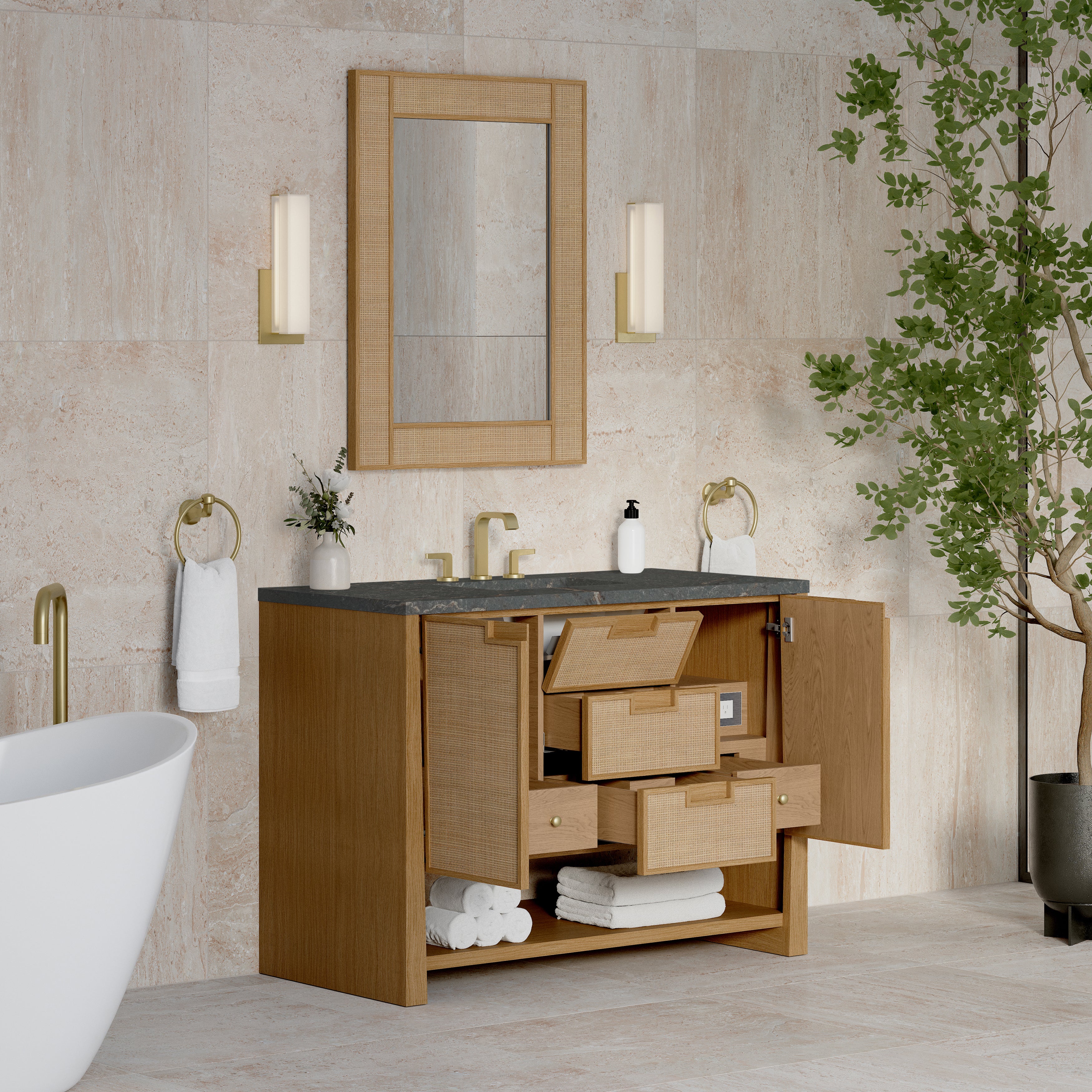 James Martin Solene 48" Single Vanity in Seaside Oak with 3cm Countertop