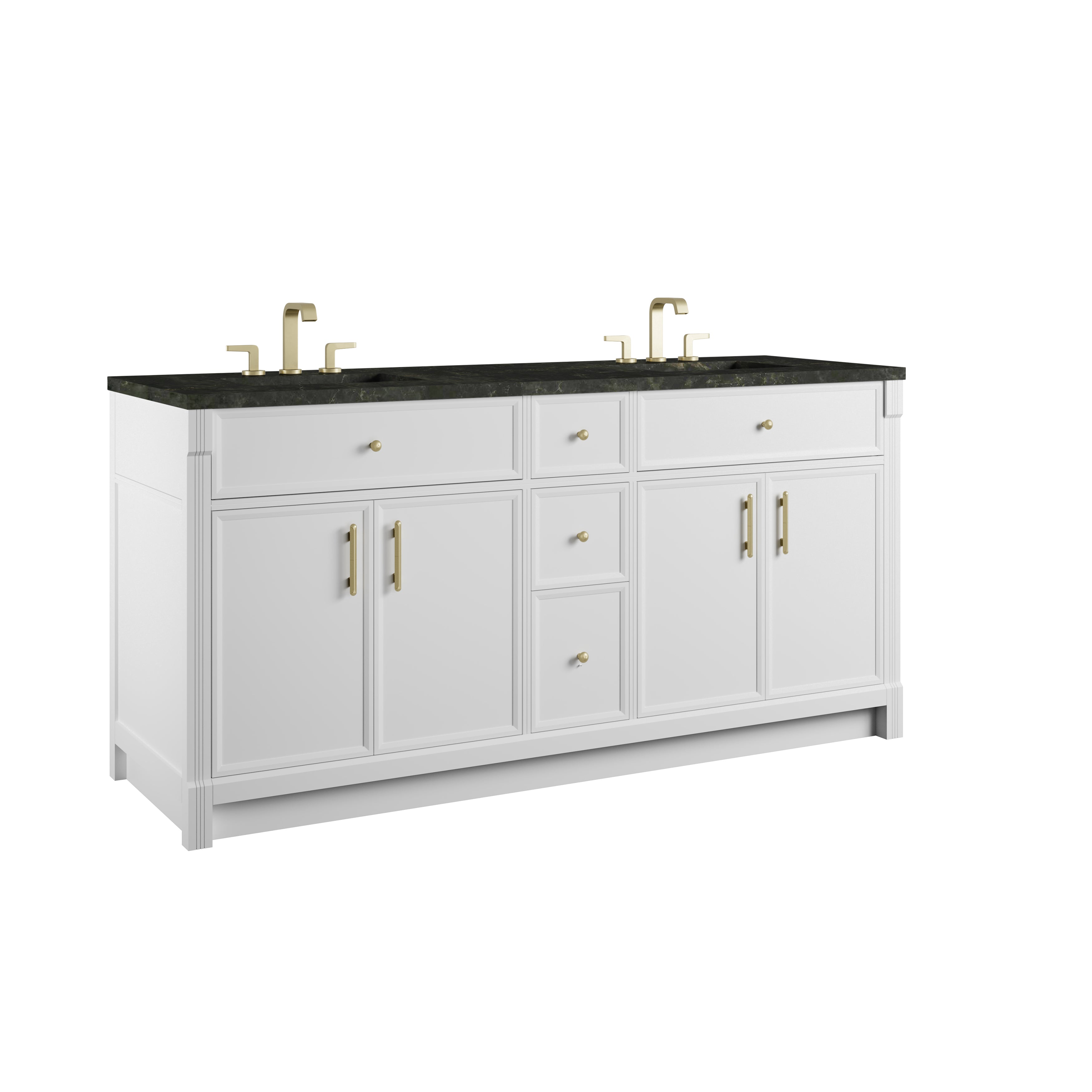 James Martin Bellshire 72" Double Vanity in Bright White with 3cm Countertop