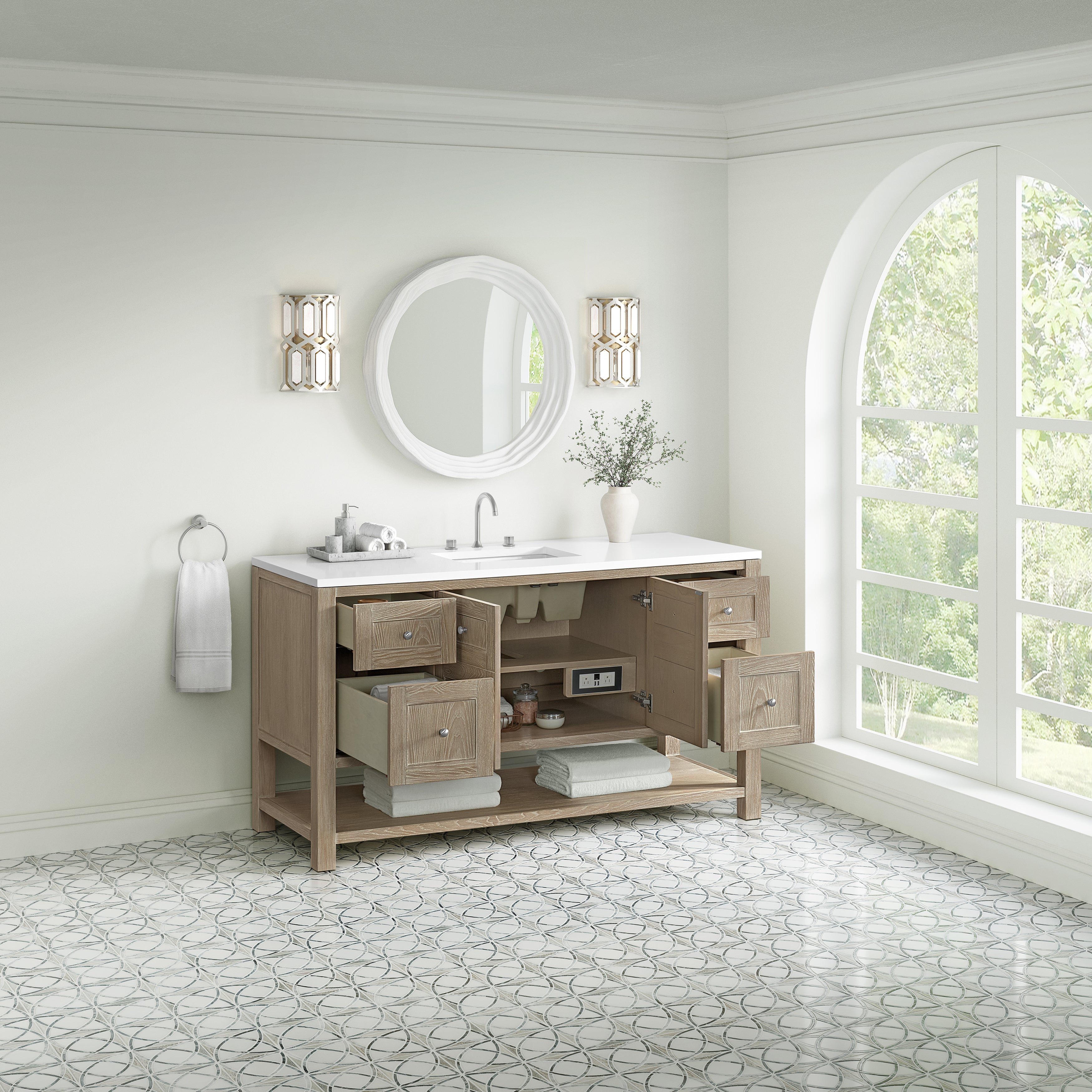 James Martin Breckenridge 60" Single Vanity in Whitewashed Oak with 3cm Countertop