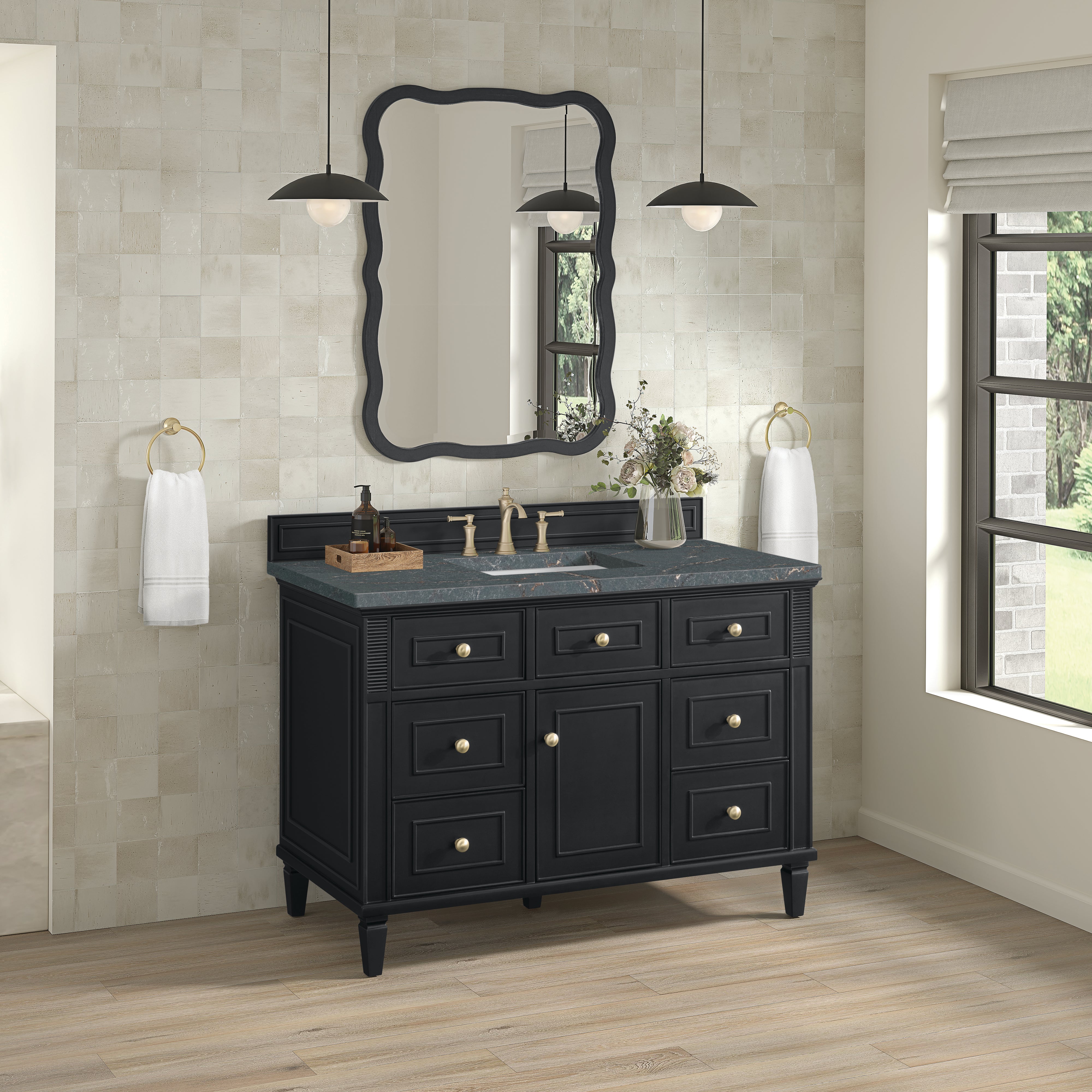 James Martin Lorelai 48" Single Vanity in Black Onyx with 3cm Countertop