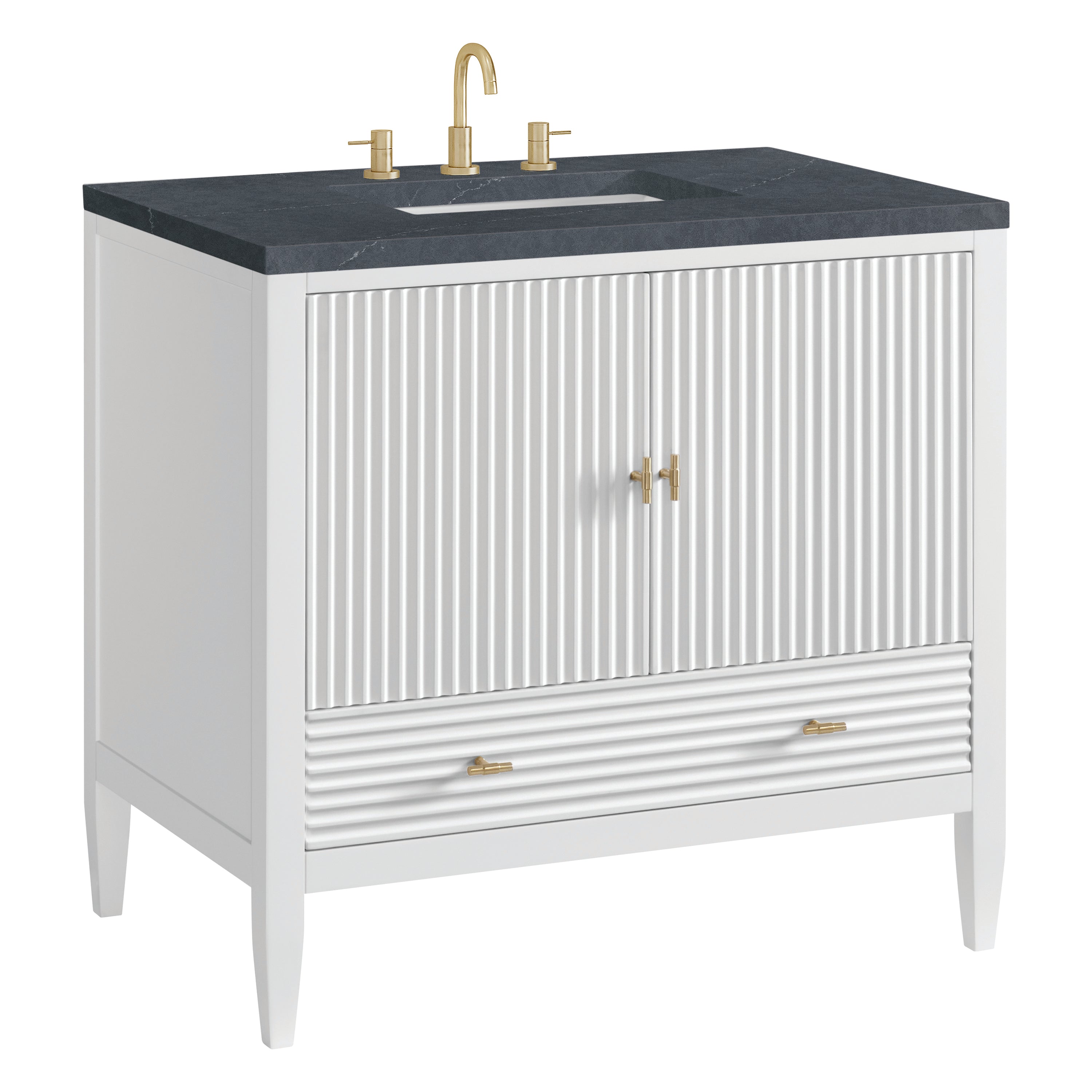 James Martin Myrrin 36" Vanity in Bright White with 3cm Countertop